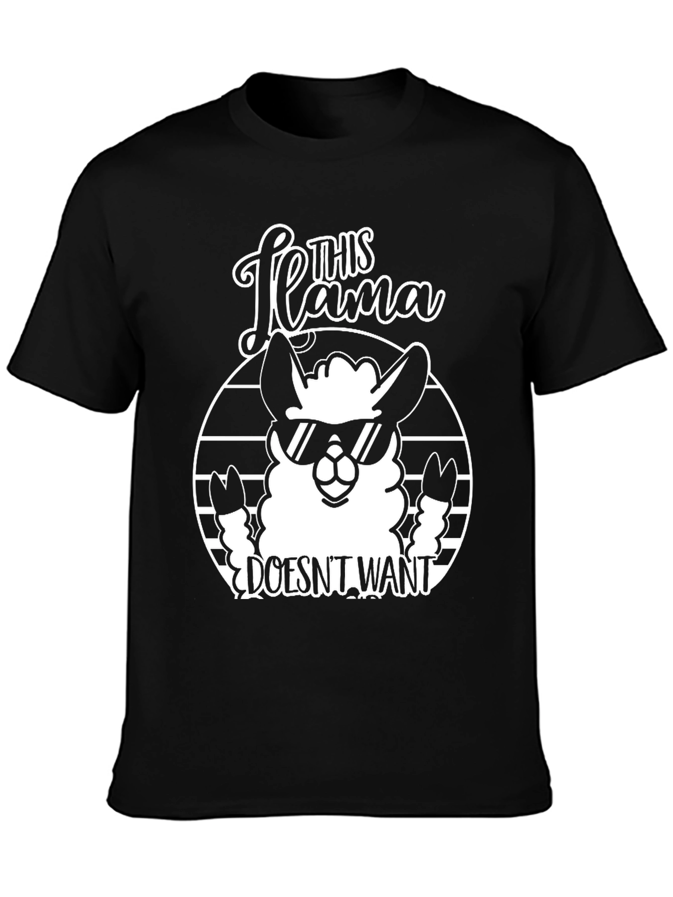Black Funny Llama Graphic T-Shirt - This Llama Doesn't Want view 3