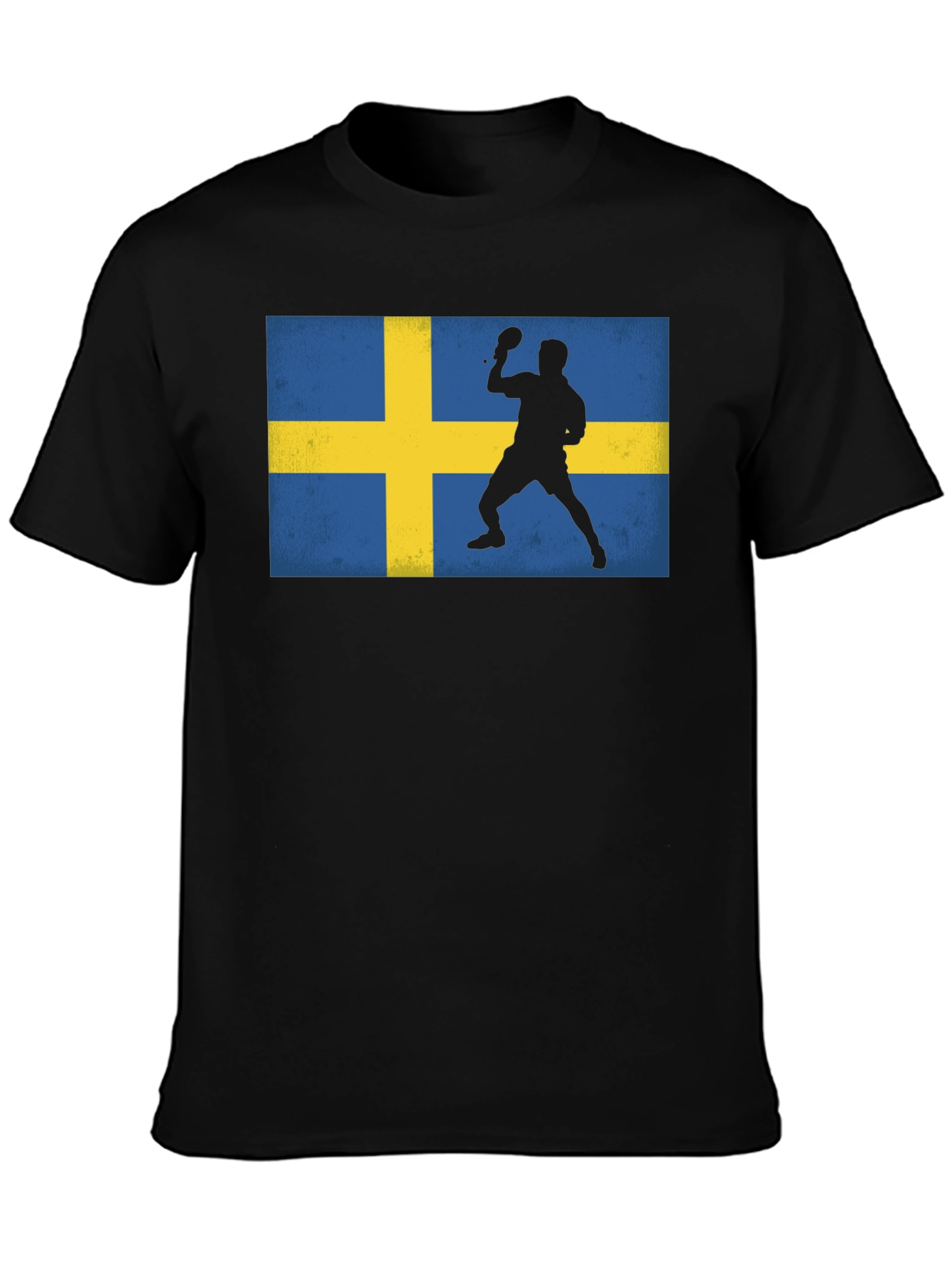 Black Sweden Table Tennis Flag T-Shirt view 3