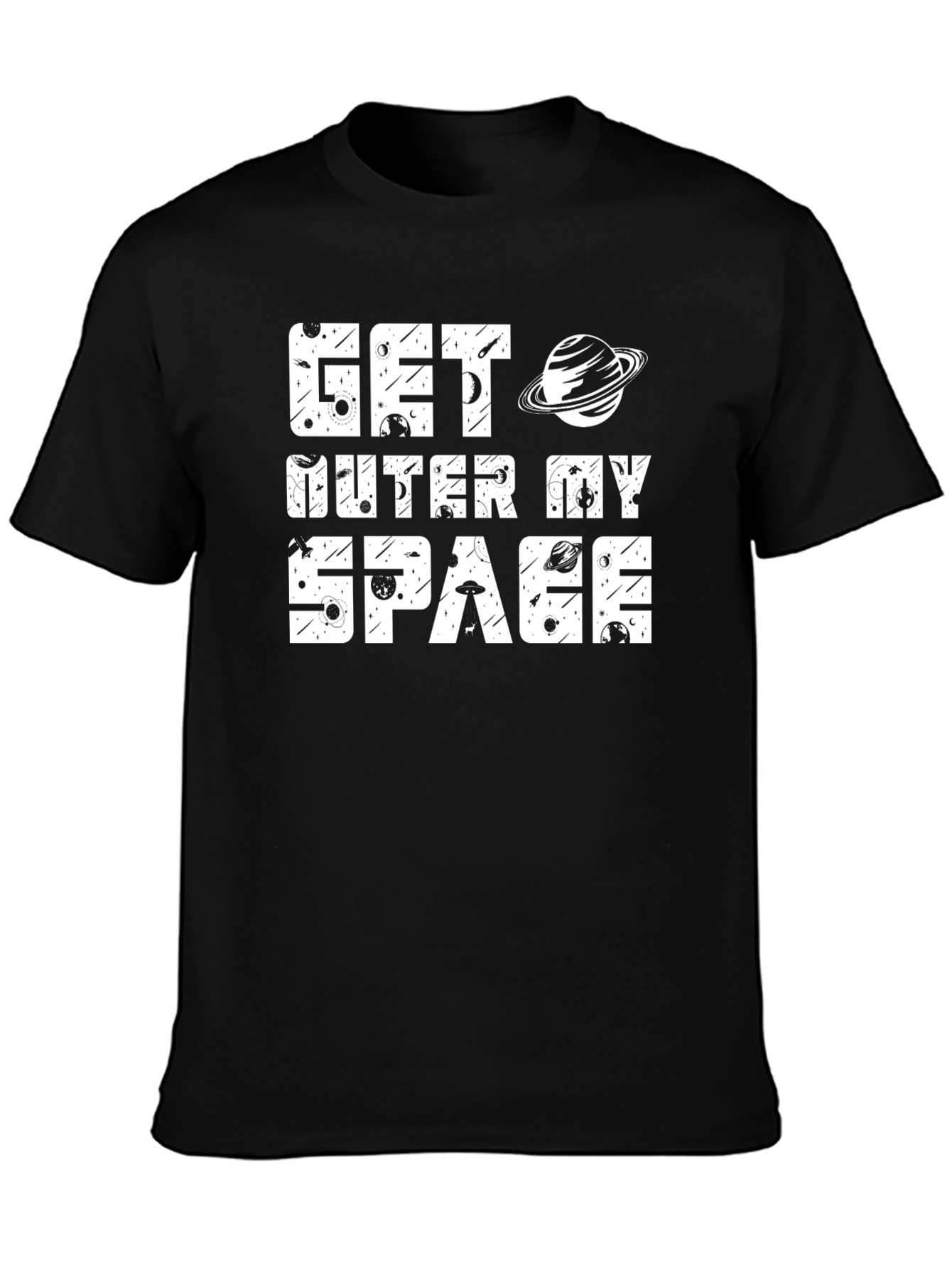 Black Get Outer My Space Graphic T-Shirt view 3