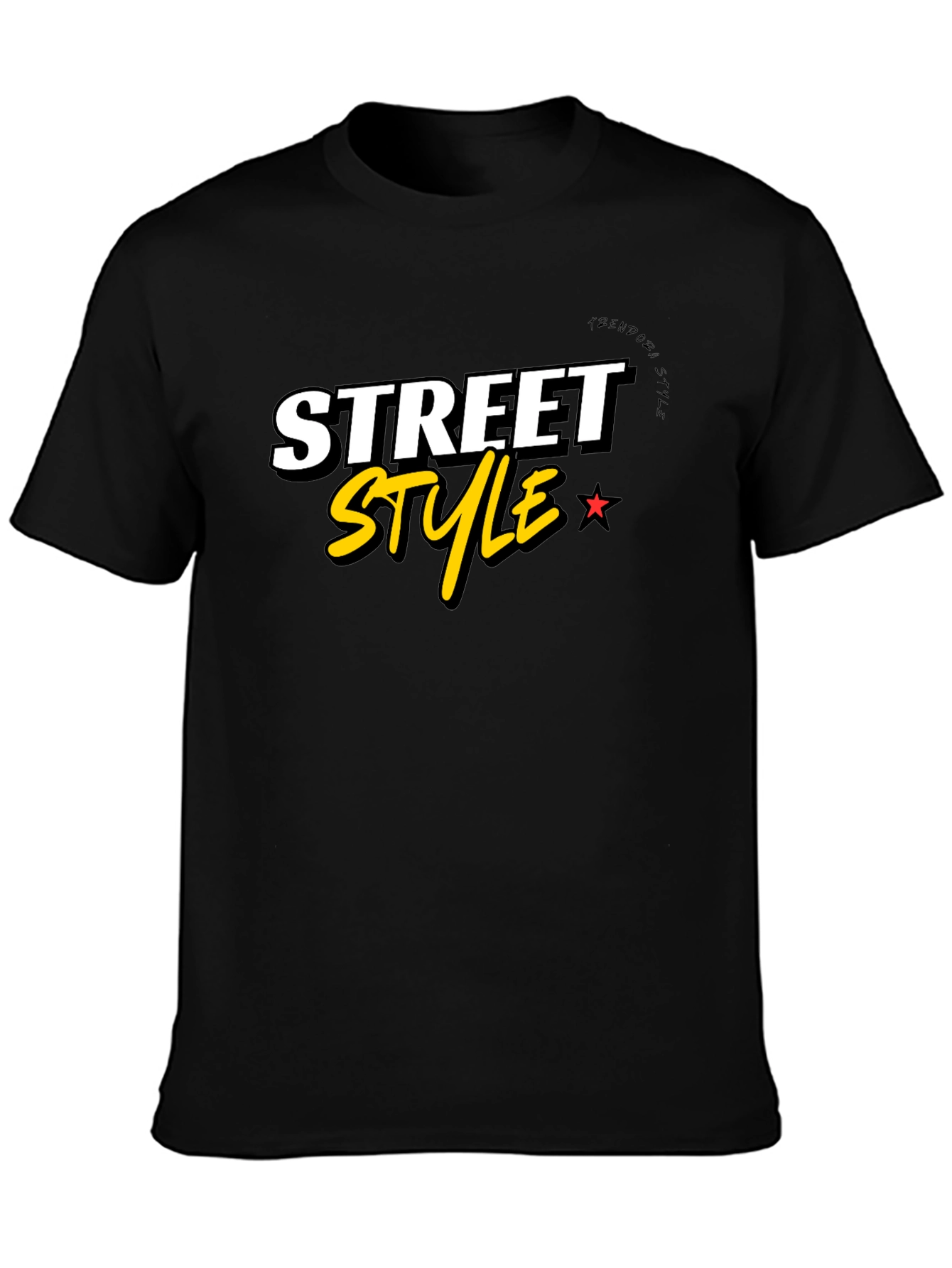 Black Street Style Graphic Tee - Black Cotton Blend view 3