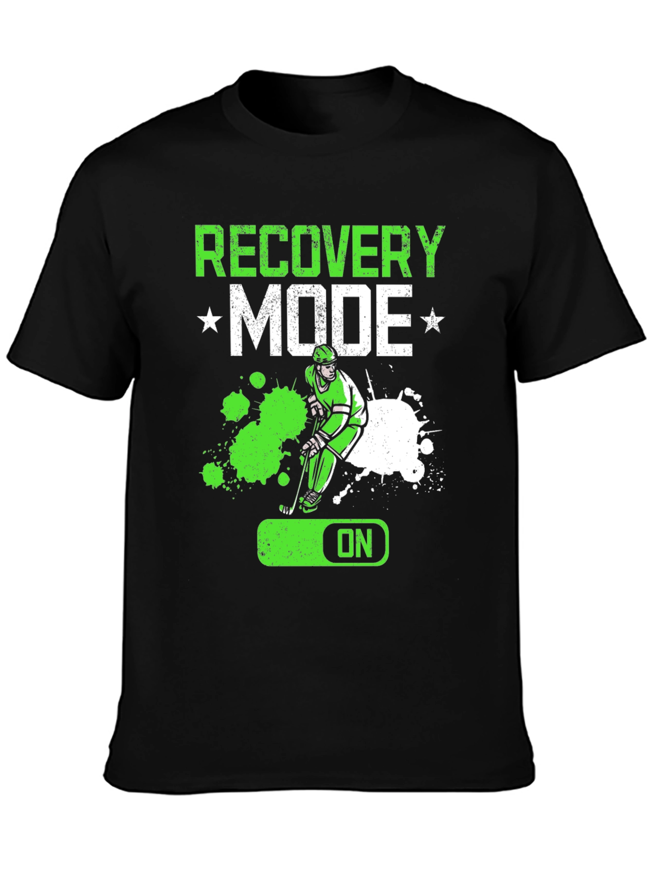 Black Recovery Mode Hockey Player T-Shirt view 3