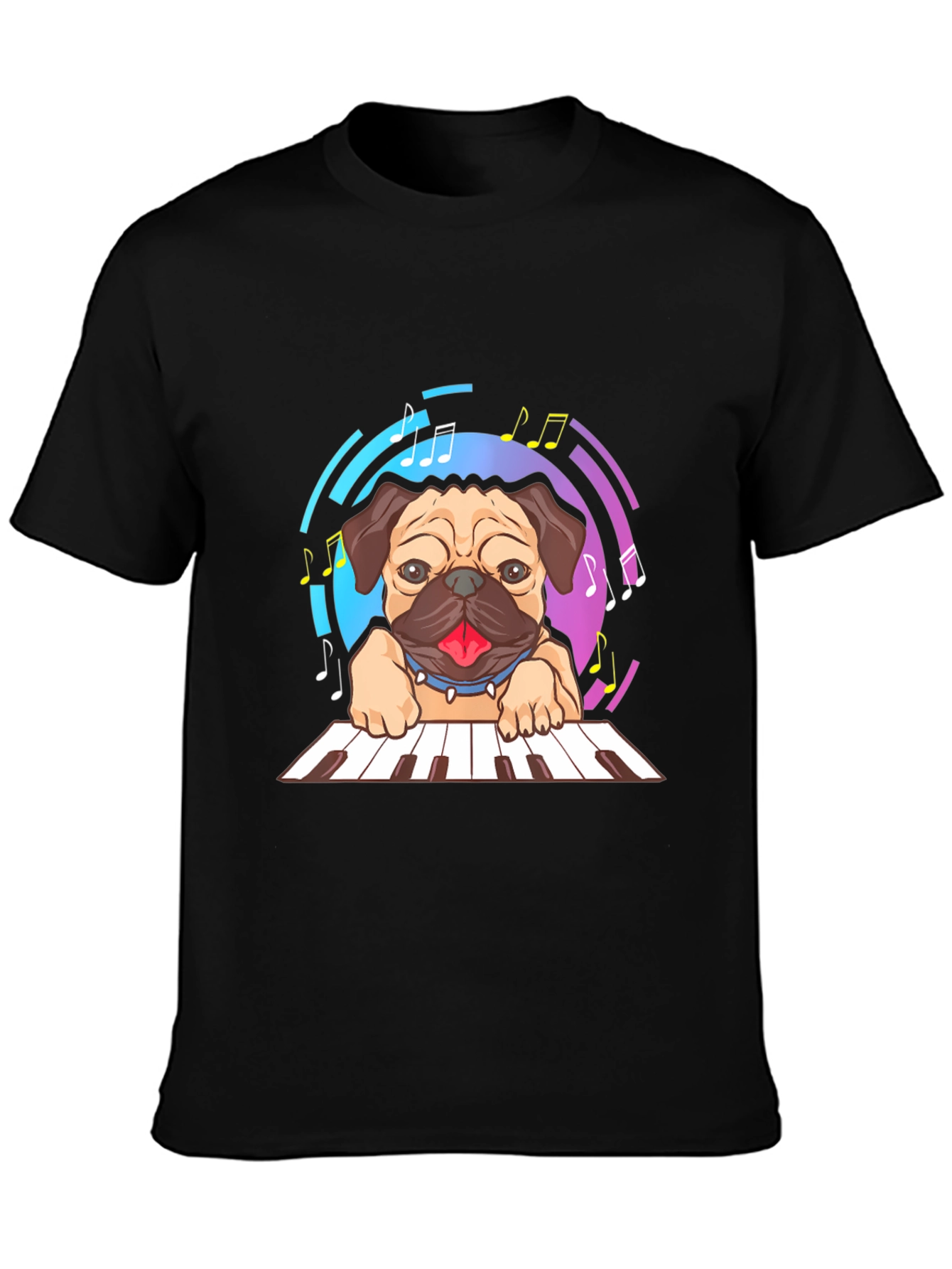 Black Pug Pianist Graphic Tee view 3