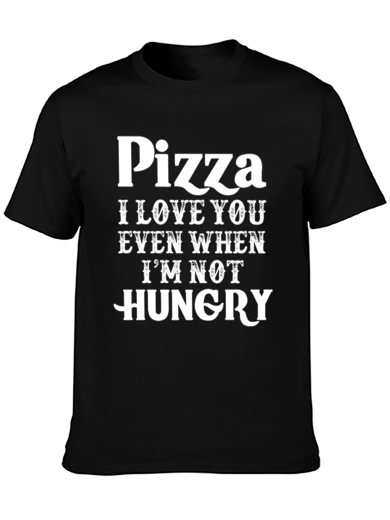 Black Pizza Love Funny T-Shirt view 3