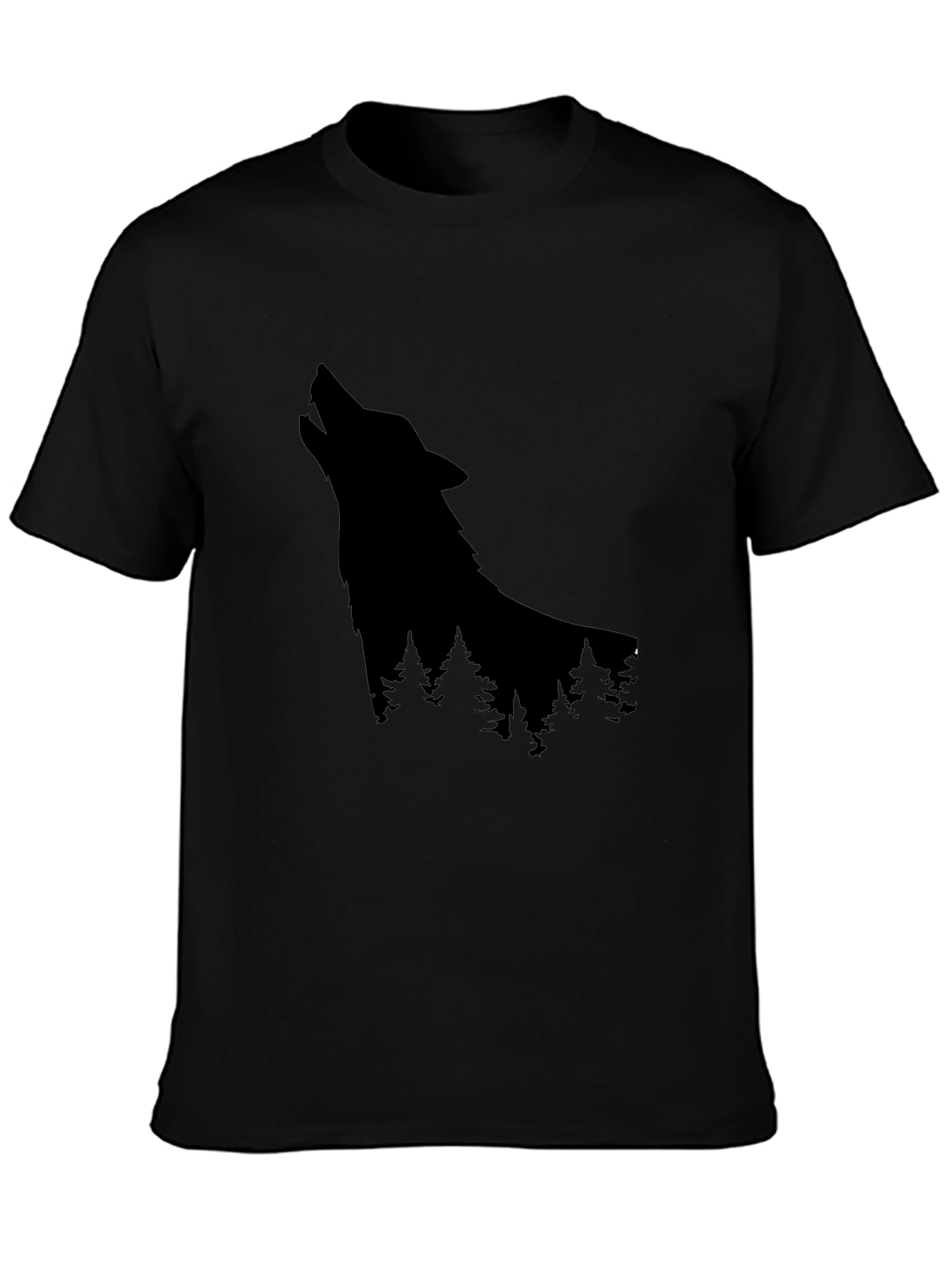 Black Wolf Silhouette Black Graphic Tee view 3