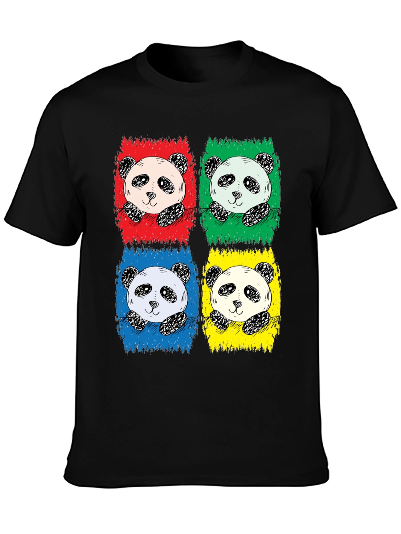 Black Pop Art Panda Graphic Tee - Unisex view 3