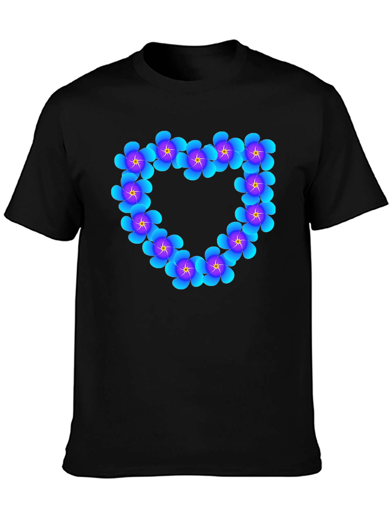 Black Floral Heart Graphic Black T-Shirt view 3
