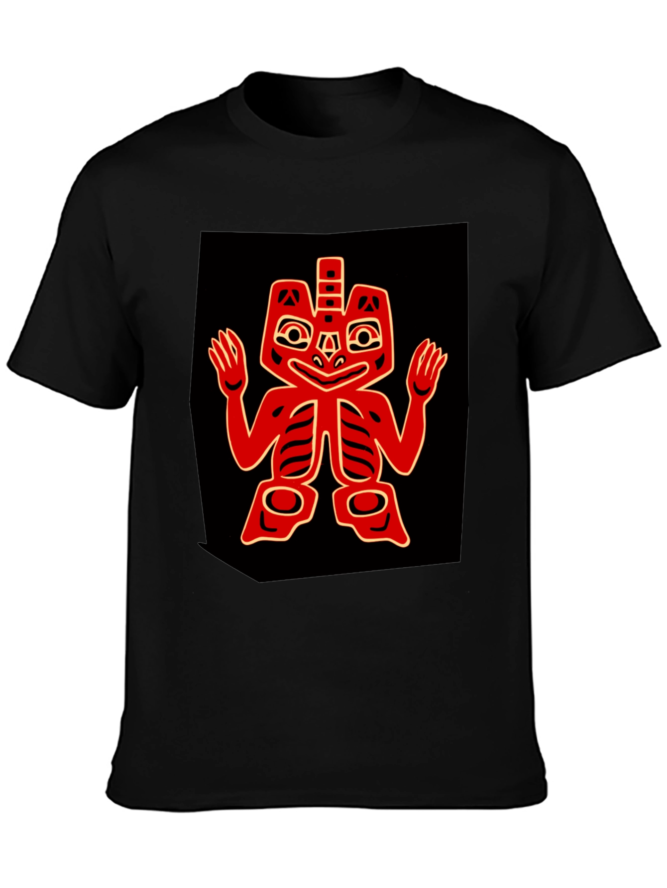 Black Bold Graphic Tee - Red Native American Design view 3