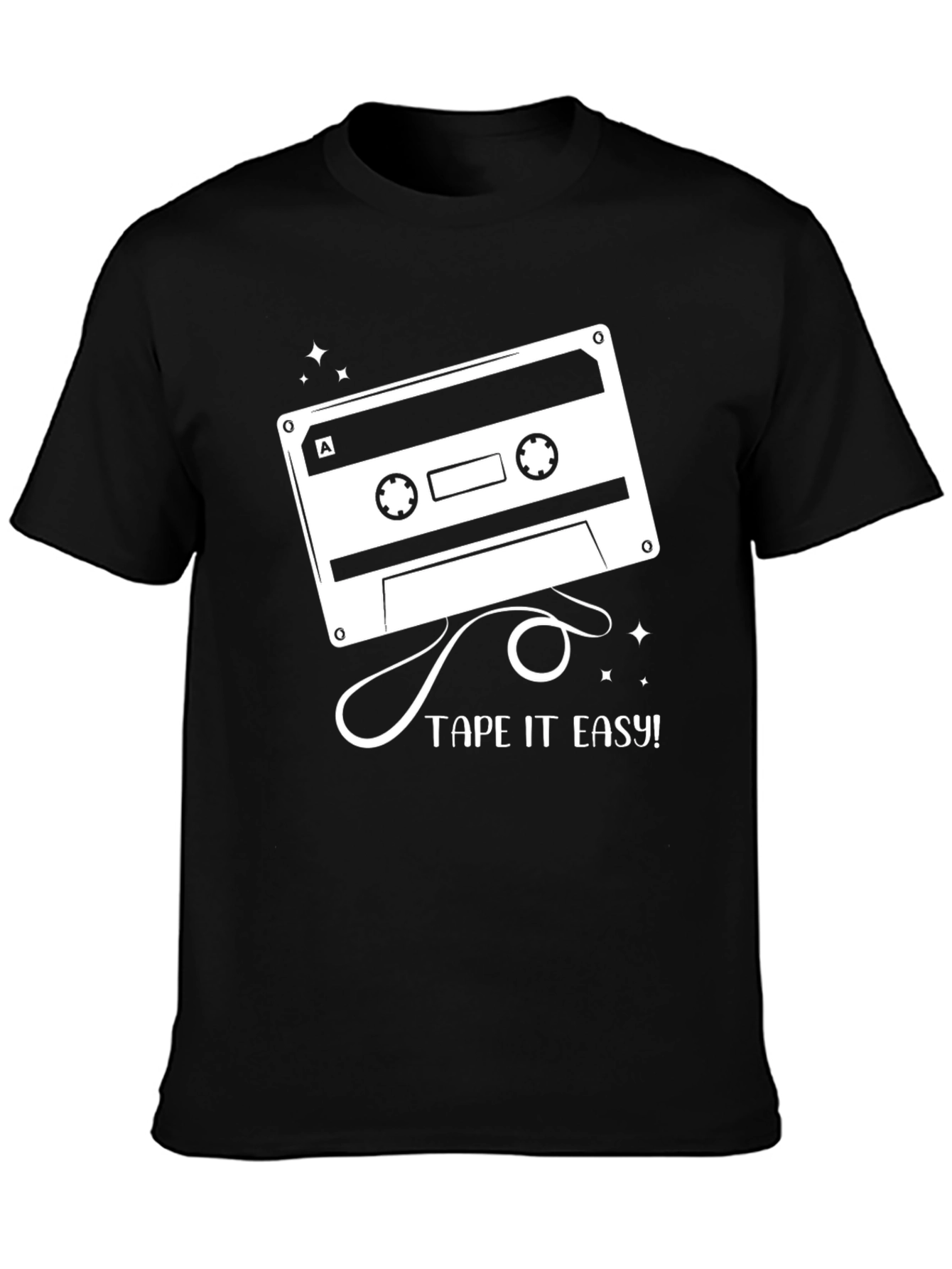 Black Tape It Easy Graphic Tee - Retro Cassette Design view 3