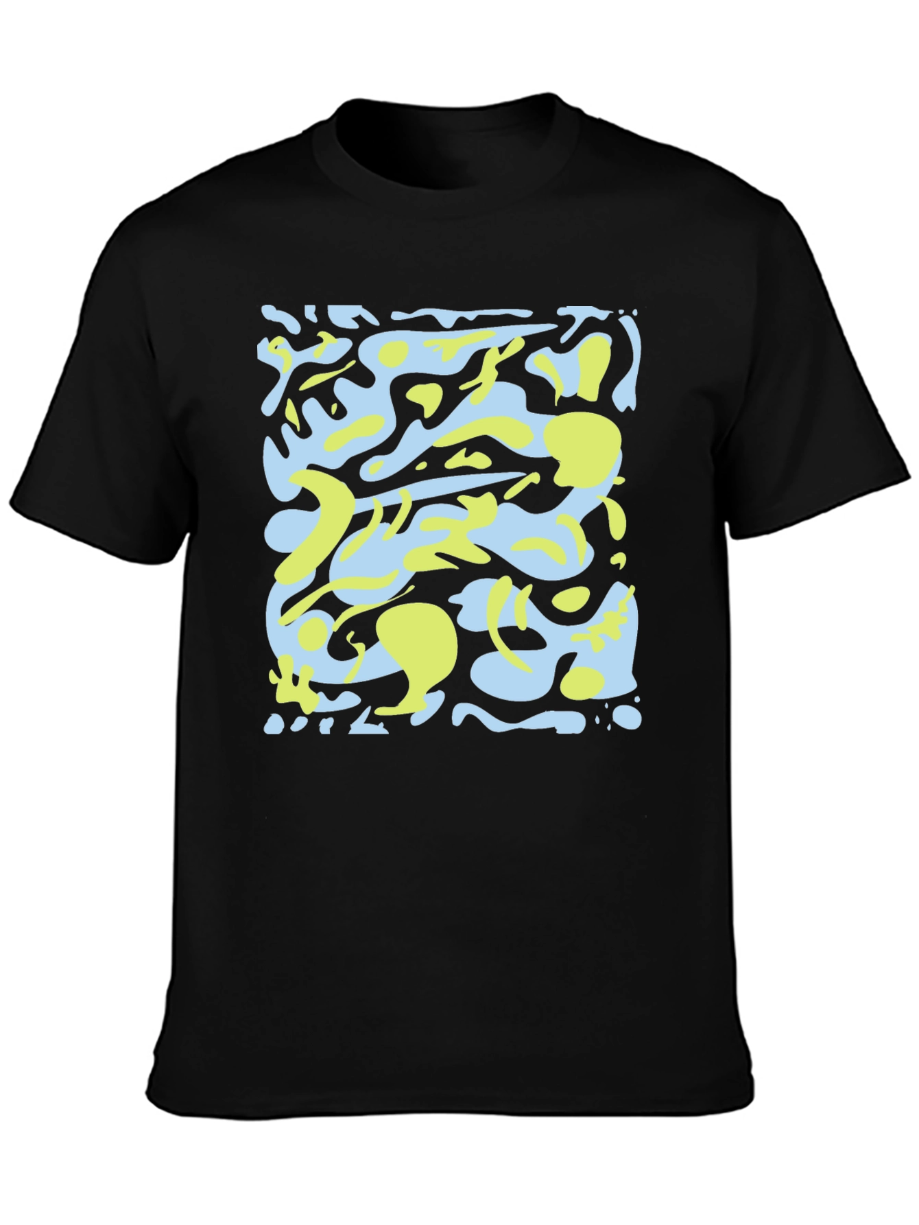 Black Abstract Camo Graphic Black T-Shirt view 3