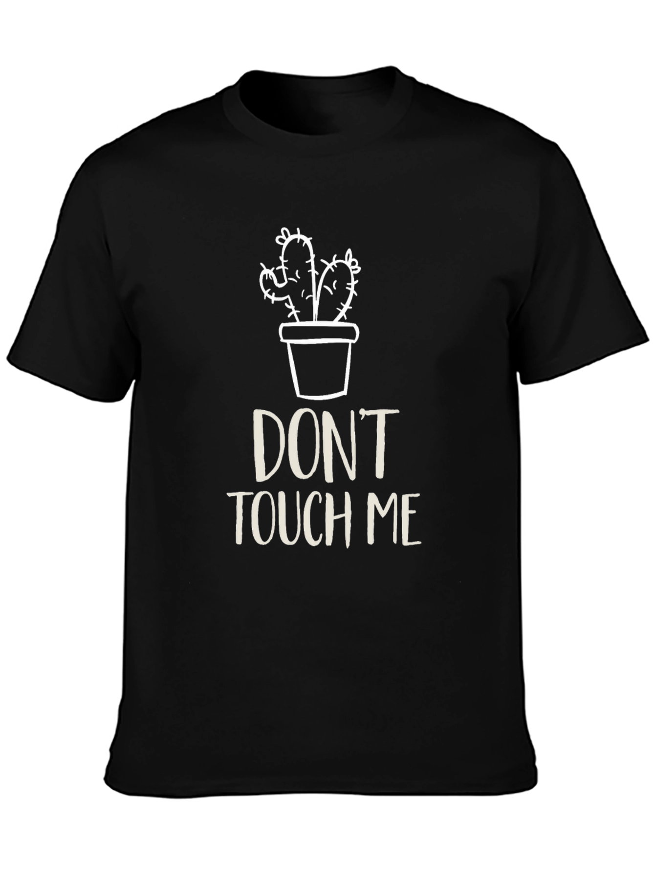 Black Don't Touch Me Cactus Graphic Tee - Black Cotton T-Shirt view 3