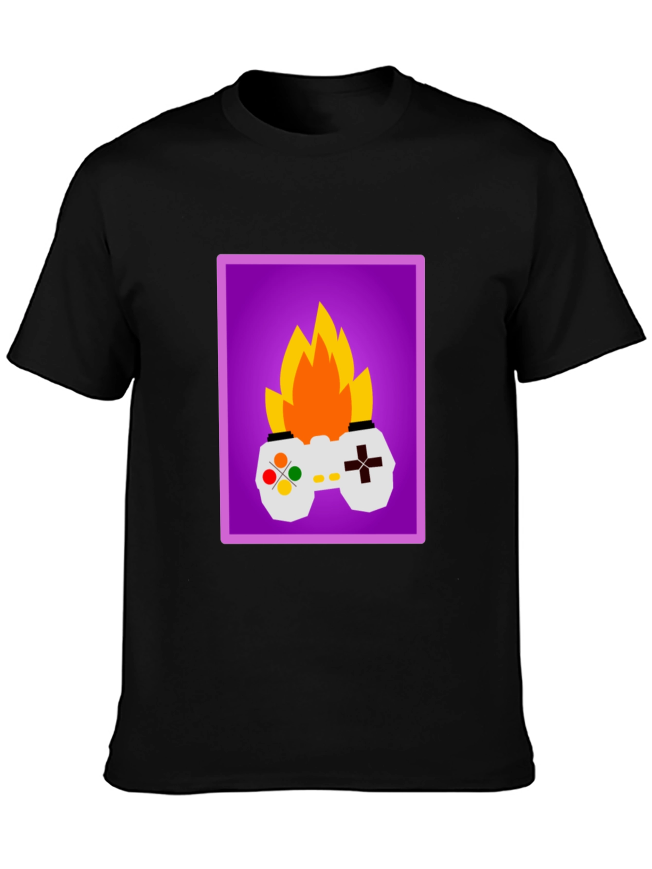 Black Fiery Gaming Controller Graphic Tee - Black view 3