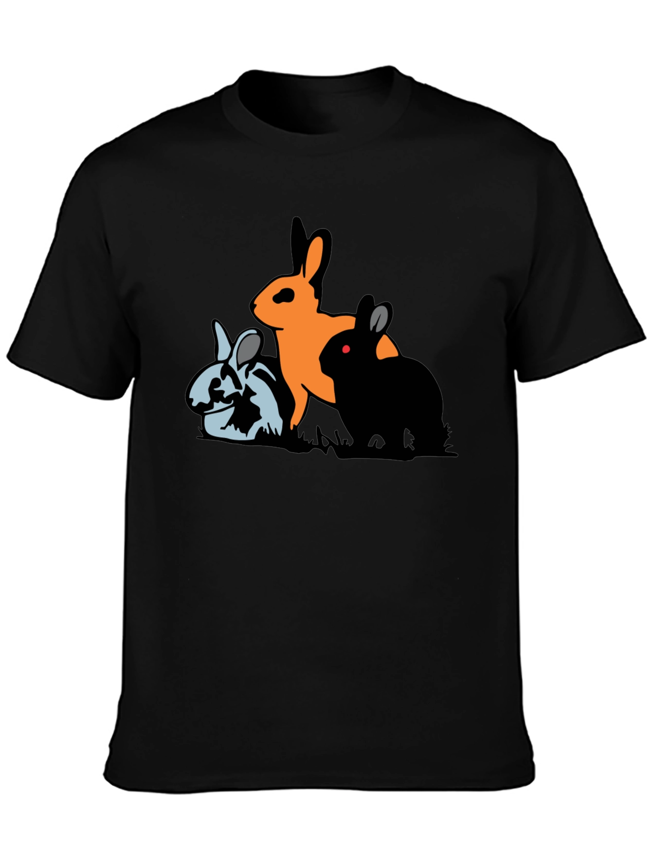 Black Three Bunny Graphic T-Shirt view 3