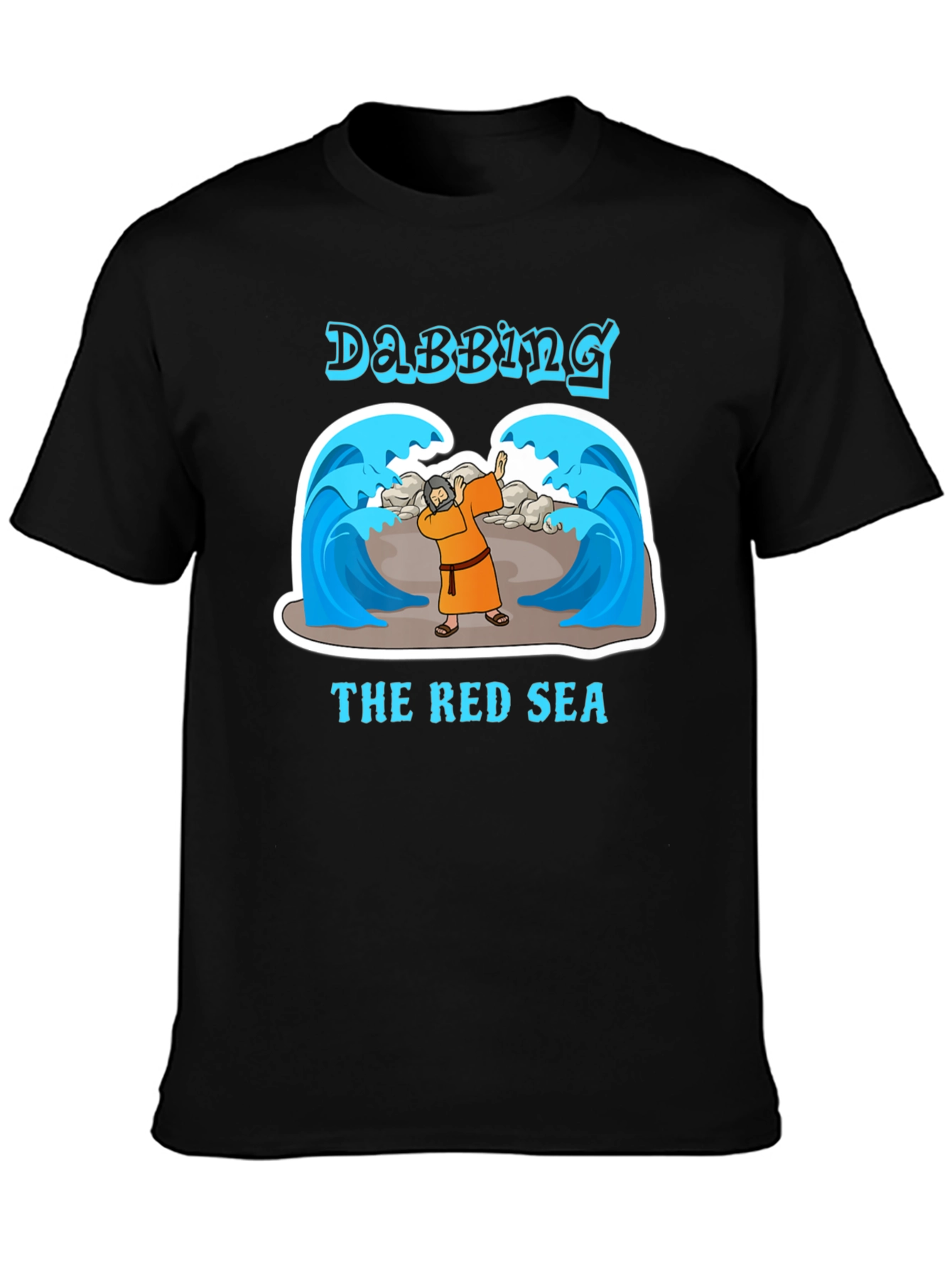 Black Dabbing the Red Sea T-Shirt - Funny Moses Tee view 3