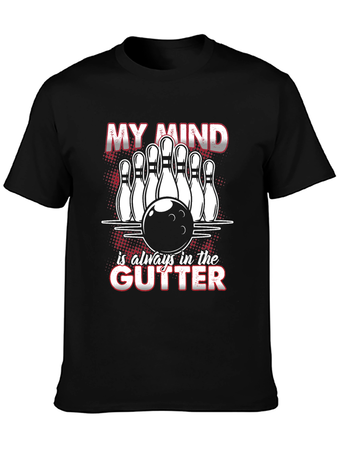 Black Bowling Mind T-Shirt Funny Graphic Tee view 3