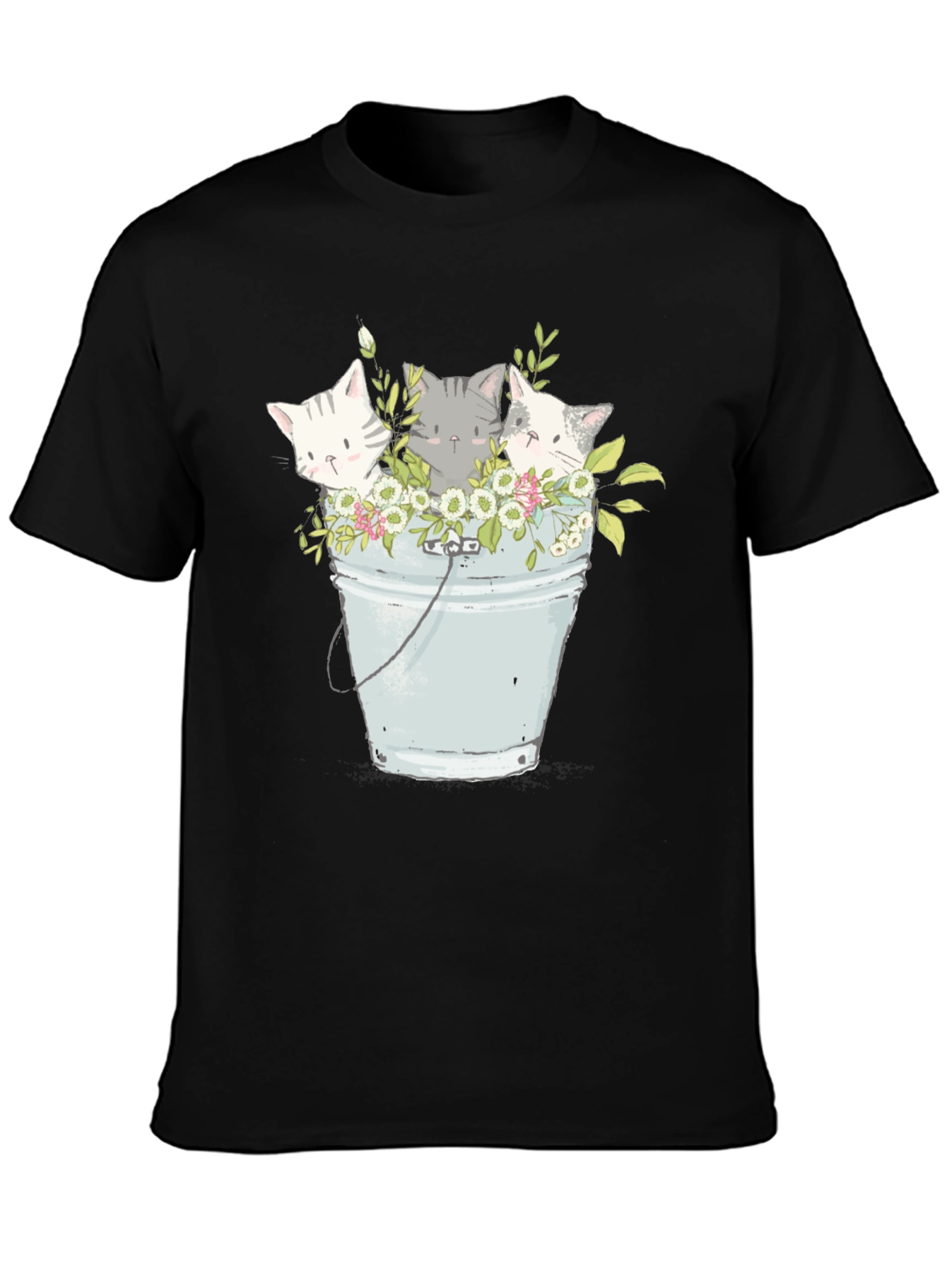 Black Cats in Bucket T-Shirt - Cute Kitten Graphic Tee view 3