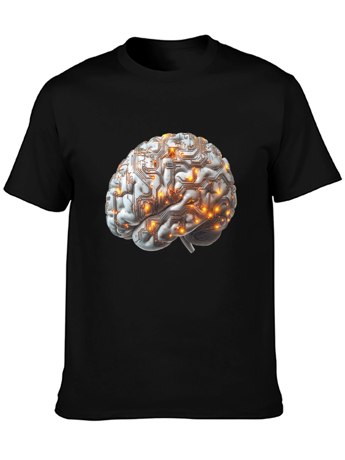 Black Brain Circuitry Graphic Tee - Black Cotton T-Shirt view 3
