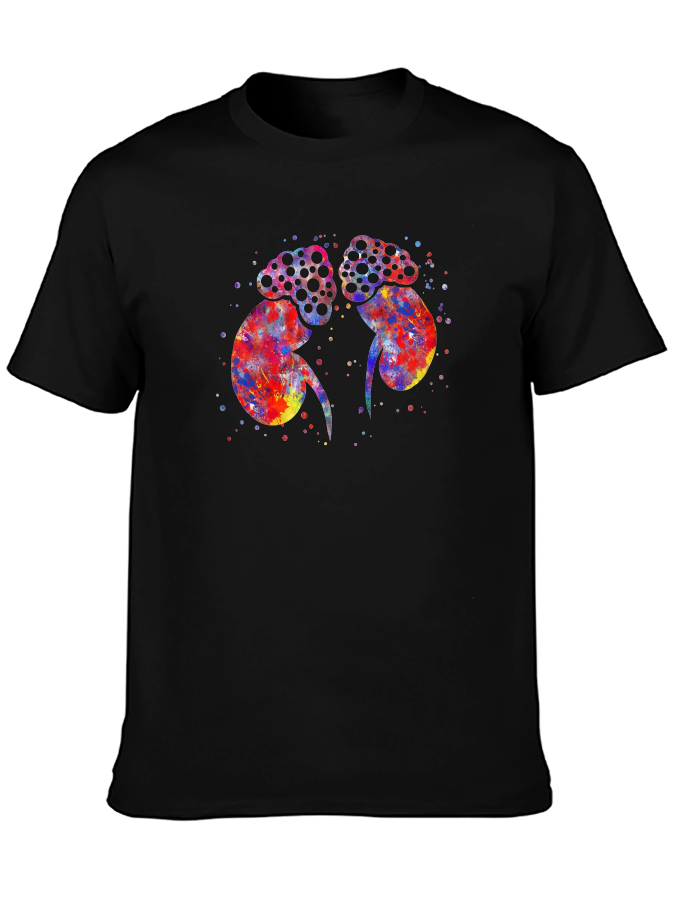 Black Colorful Kidney Print Black T-Shirt view 3