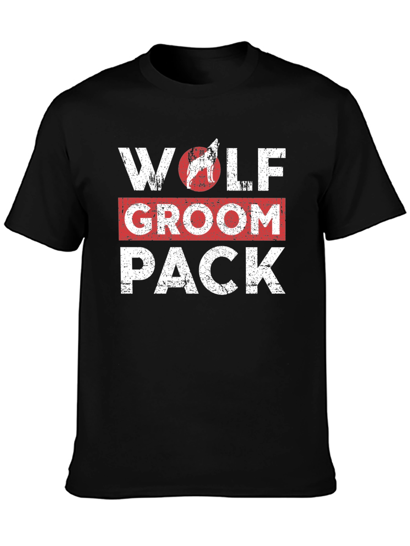 Black Wolf Groom Pack Graphic T-Shirt view 3