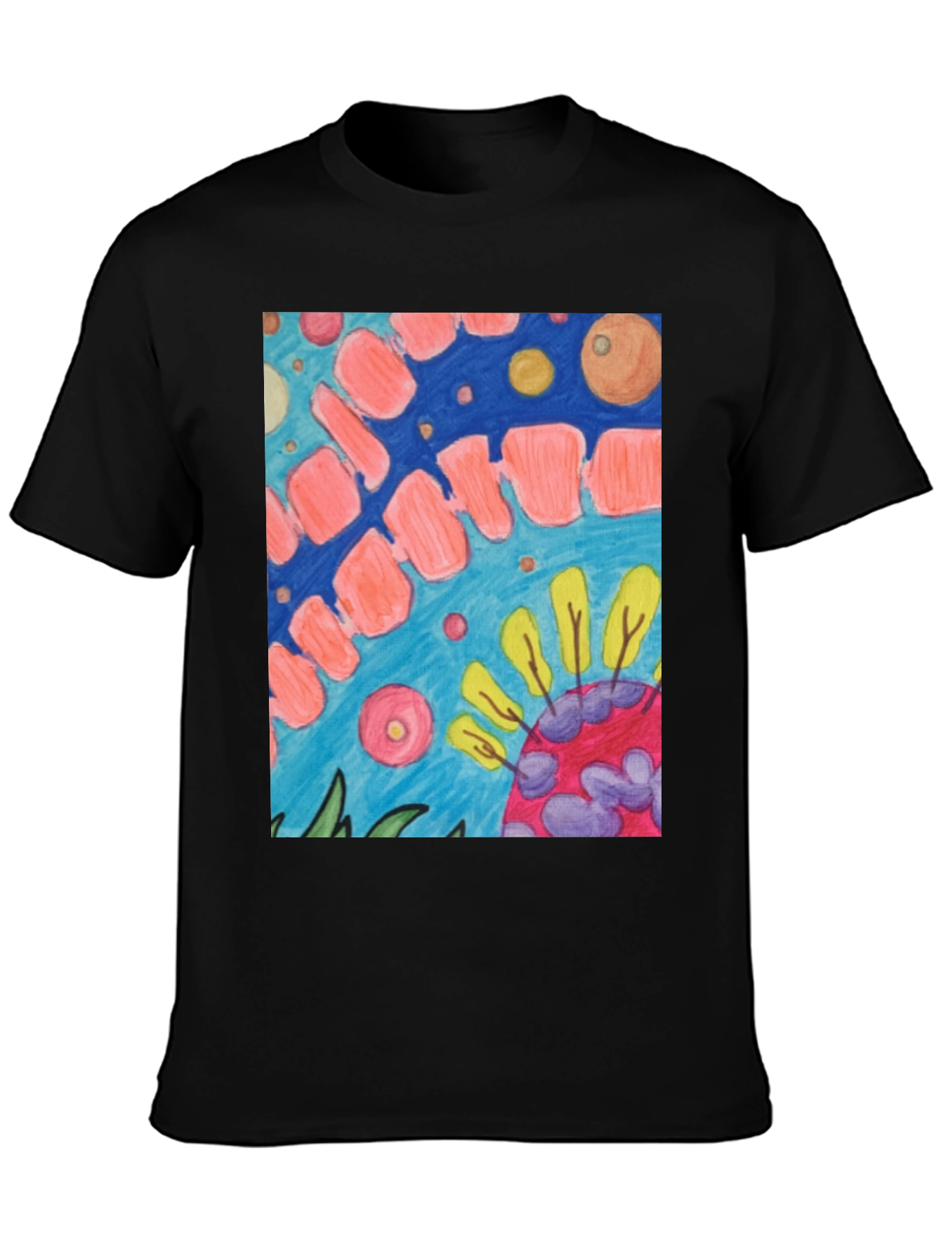 Black Abstract Art Print Black T-Shirt view 3