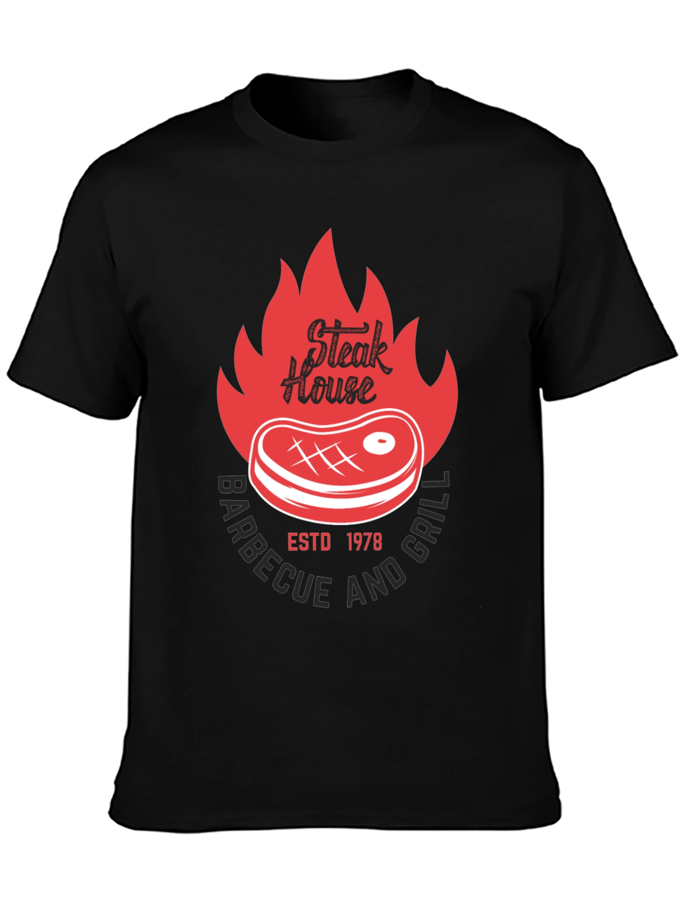 Black Steak House BBQ & Grill T-Shirt view 3