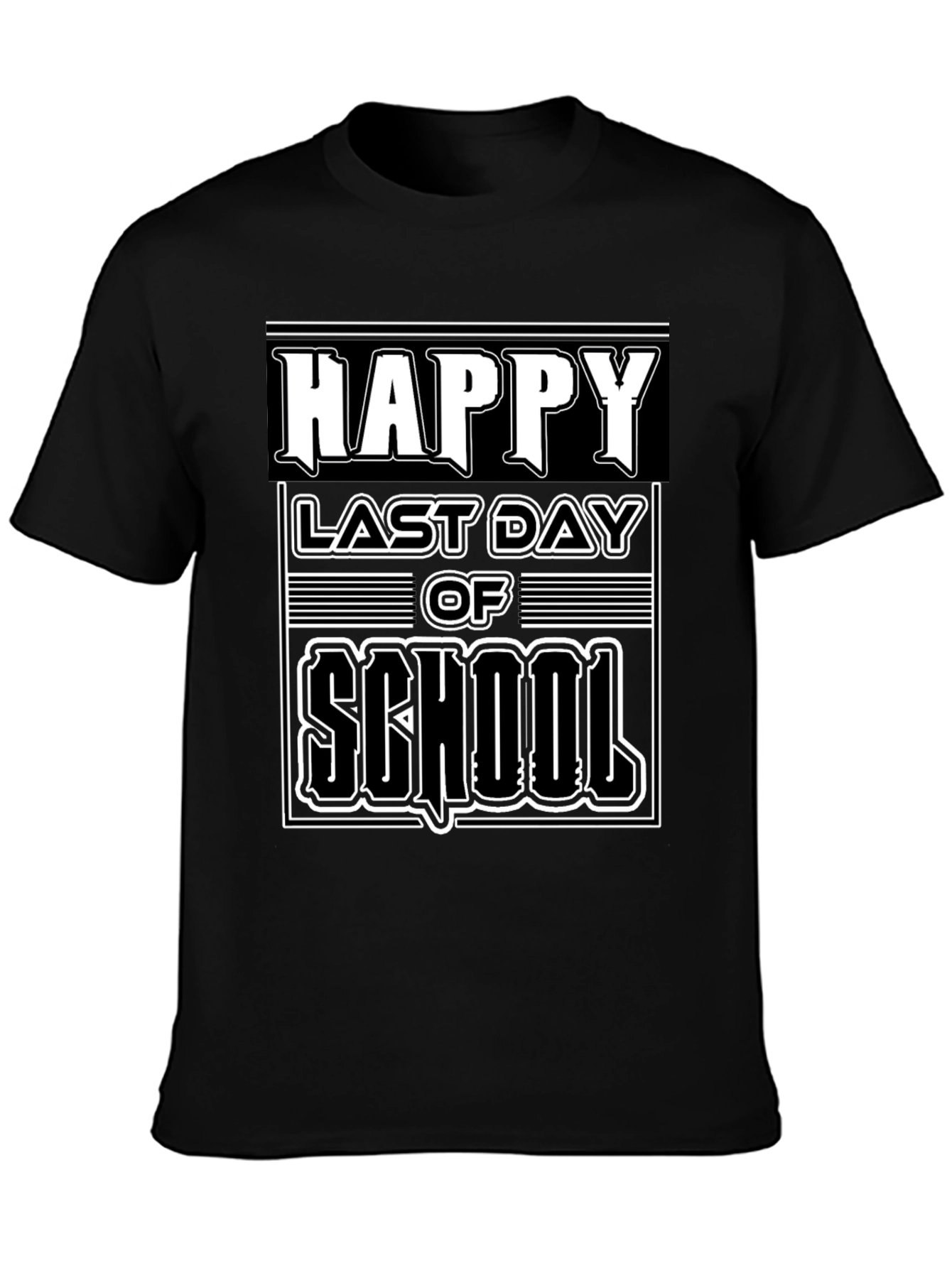 Black Happy Last Day of School Graphic Tee - Black Cotton Blend view 3