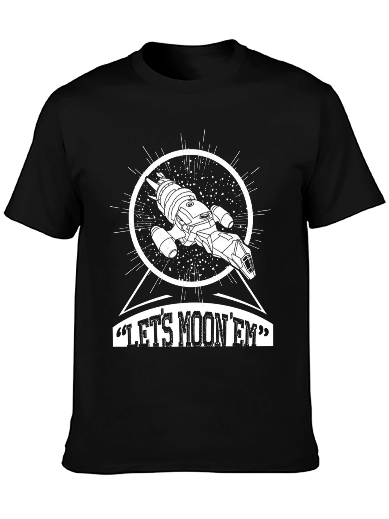 Black Let's Moon 'Em T-Shirt - Sci-Fi Graphic Tee view 3