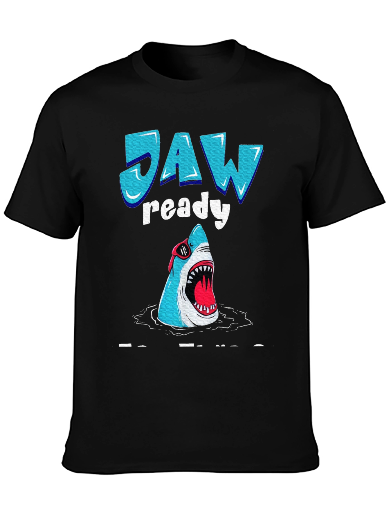 Black Jaw Ready Funny Shark Graphic T-Shirt view 3