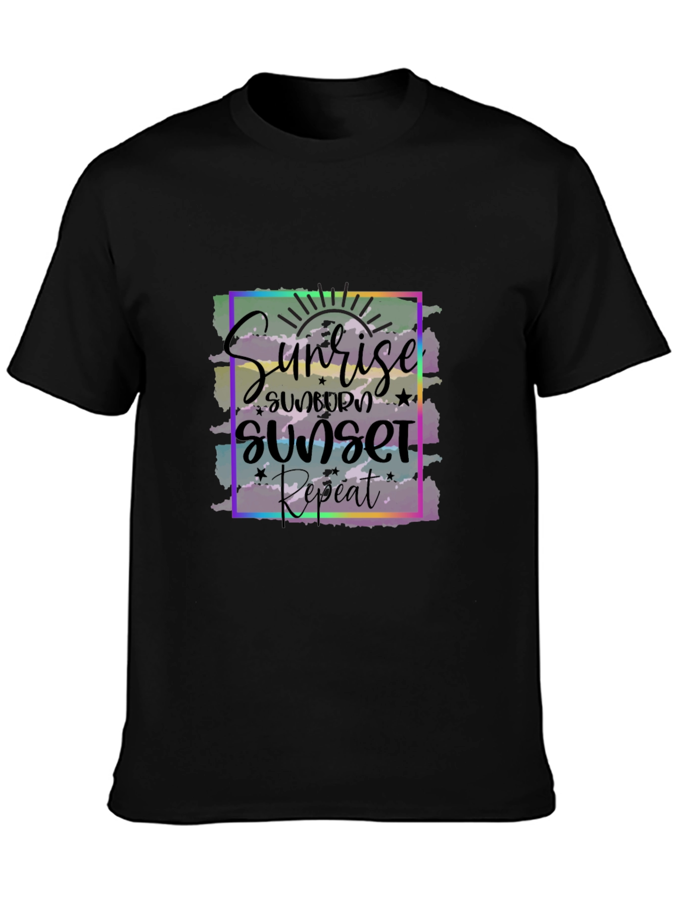 Black Sunrise Sunset Repeat Graphic Tee view 3