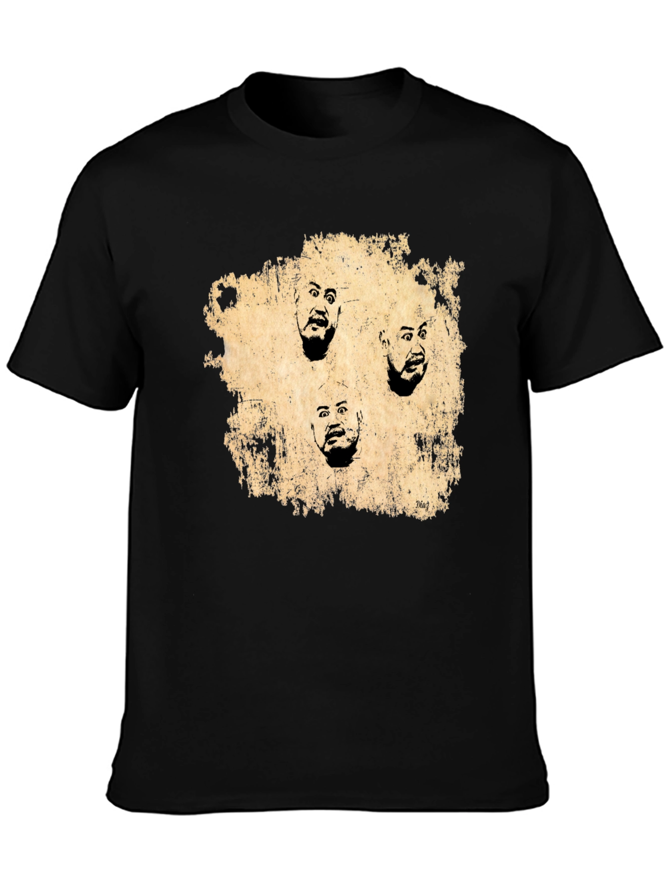 Black Expressionist Faces Graphic Tee - Black view 3