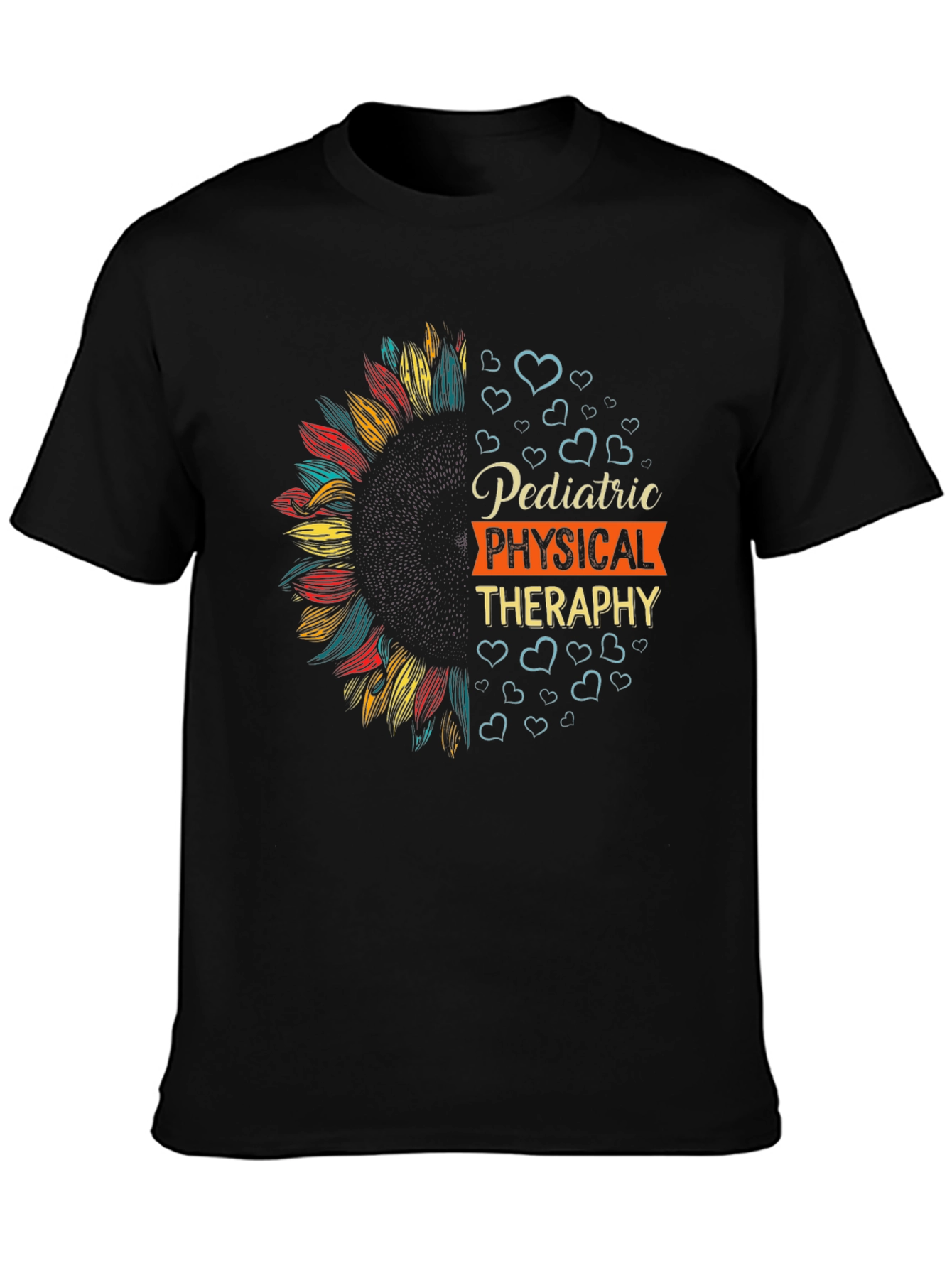 Black Pediatric Physical Therapy Sunflower T-Shirt view 3