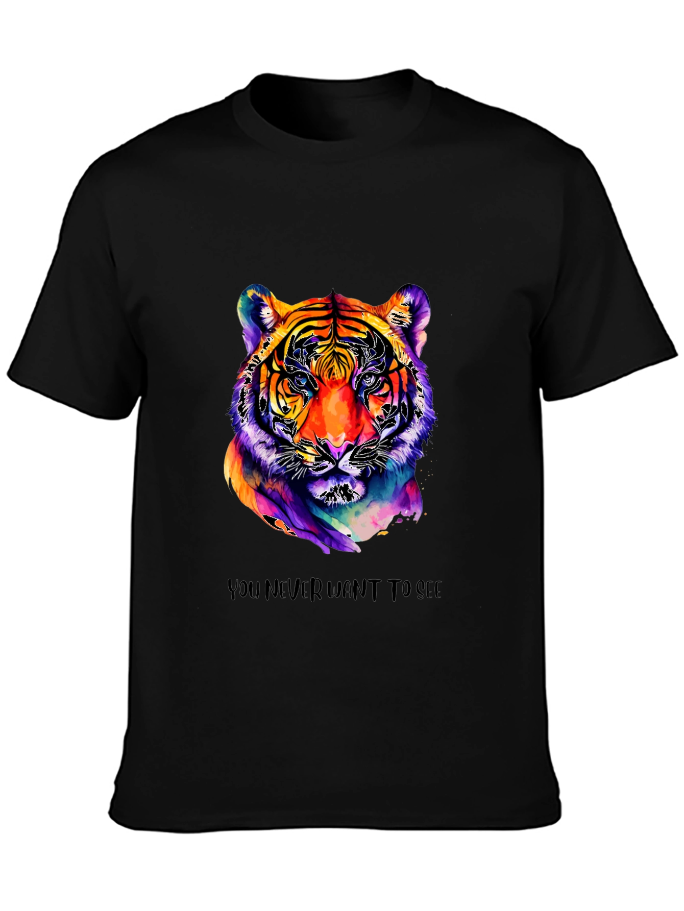 Black Vibrant Tiger Graphic Tee - Unique Artistic Design view 3