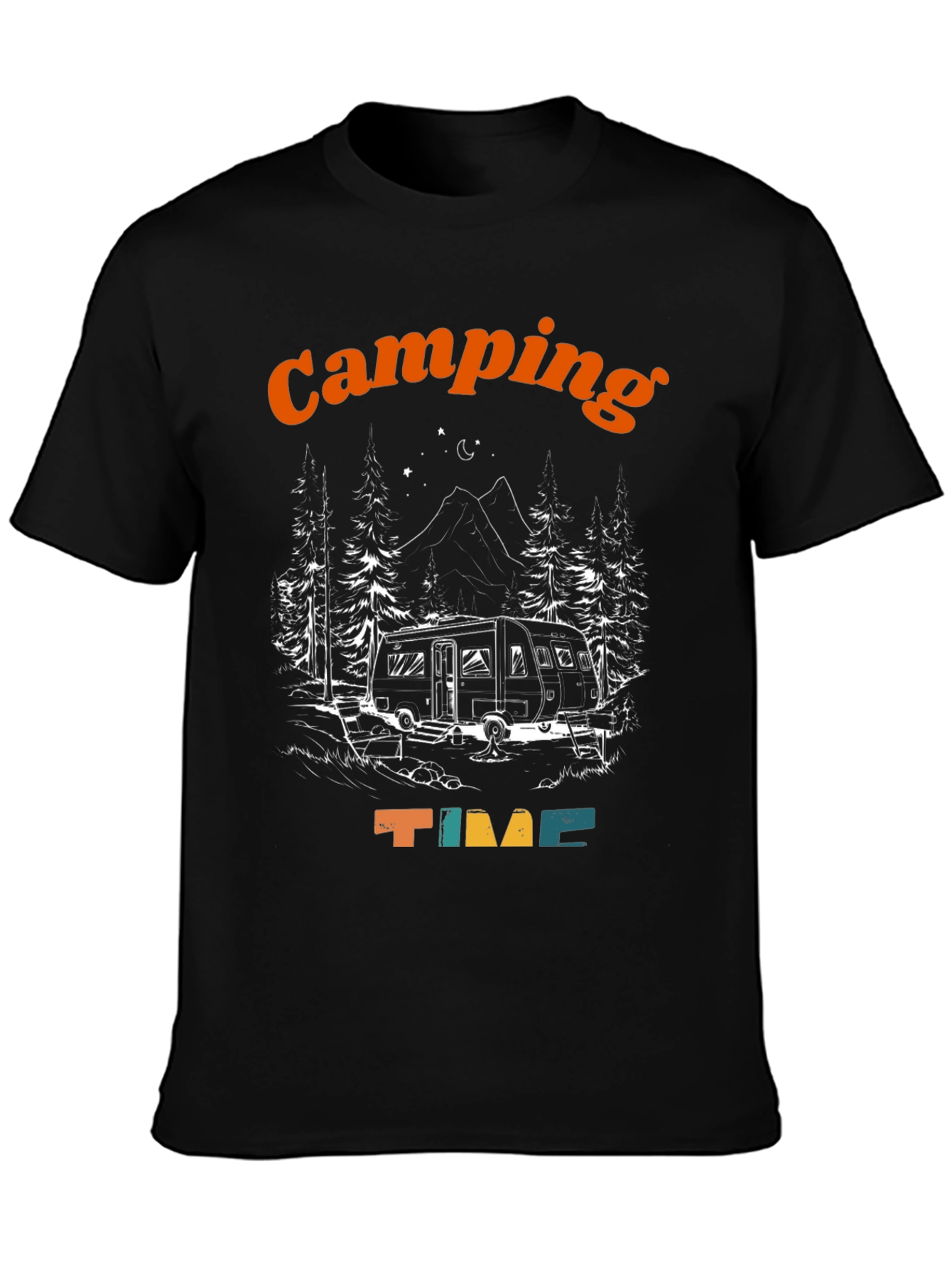 Black Camping Time Graphic T-Shirt view 3