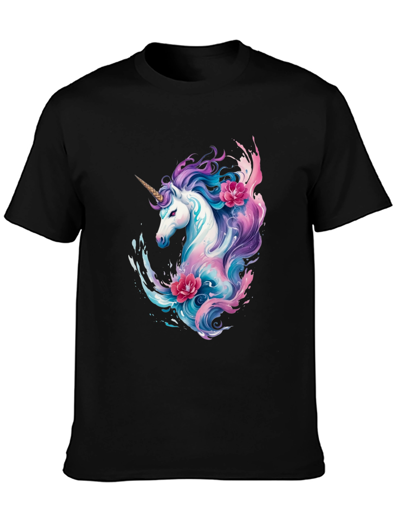 Black Unicorn Graphic Print T-Shirt view 3