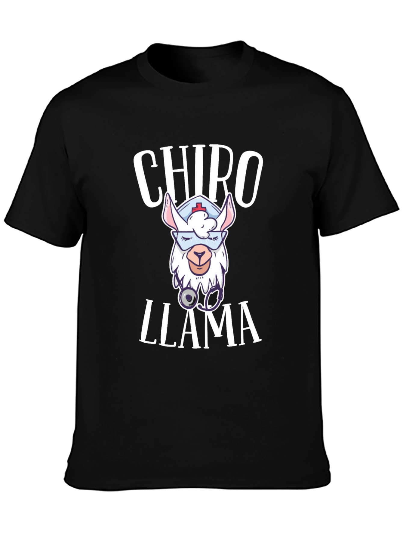 Black Chiro Llama T-Shirt - Cute Chiropractor Gift view 3