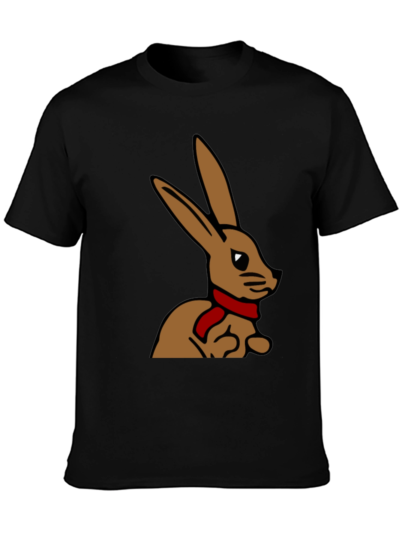 Black Rabbit T-Shirt - Cartoon Bunny with Scarf view 3