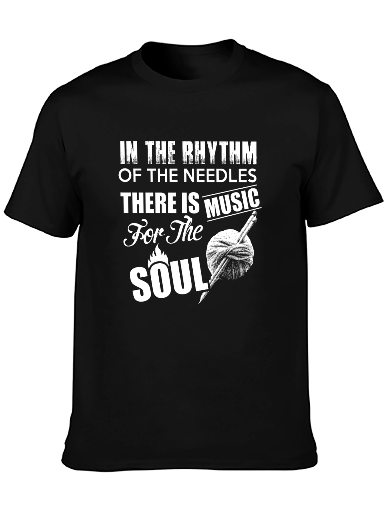Black Knitting Music T-Shirt - Rhythm of Needles view 3