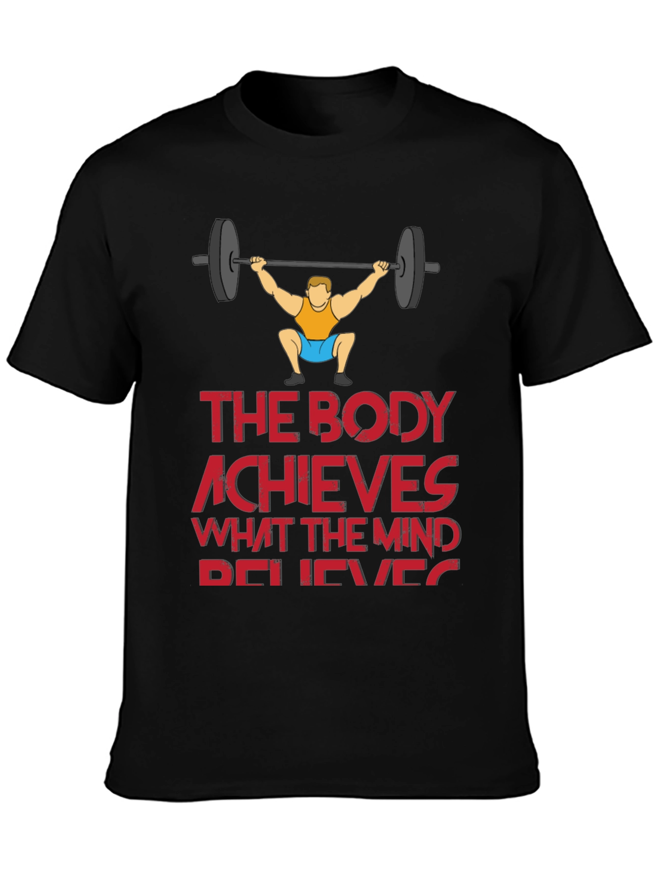 Black Workout Motivation T-Shirt - The Body Achieves view 3