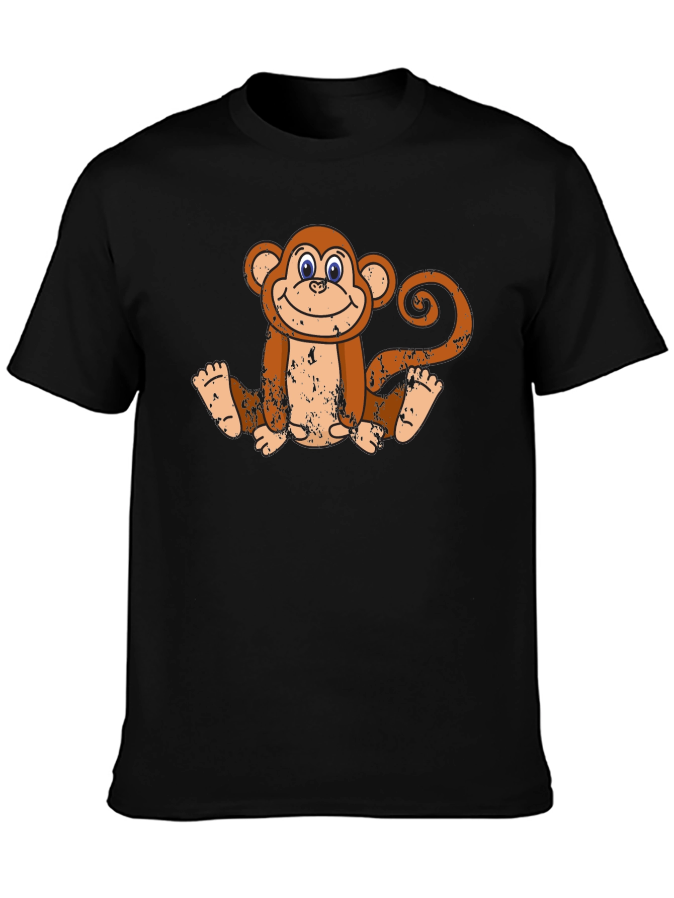 Black Smiling Monkey Graphic Tee - Casual Black T-Shirt view 3