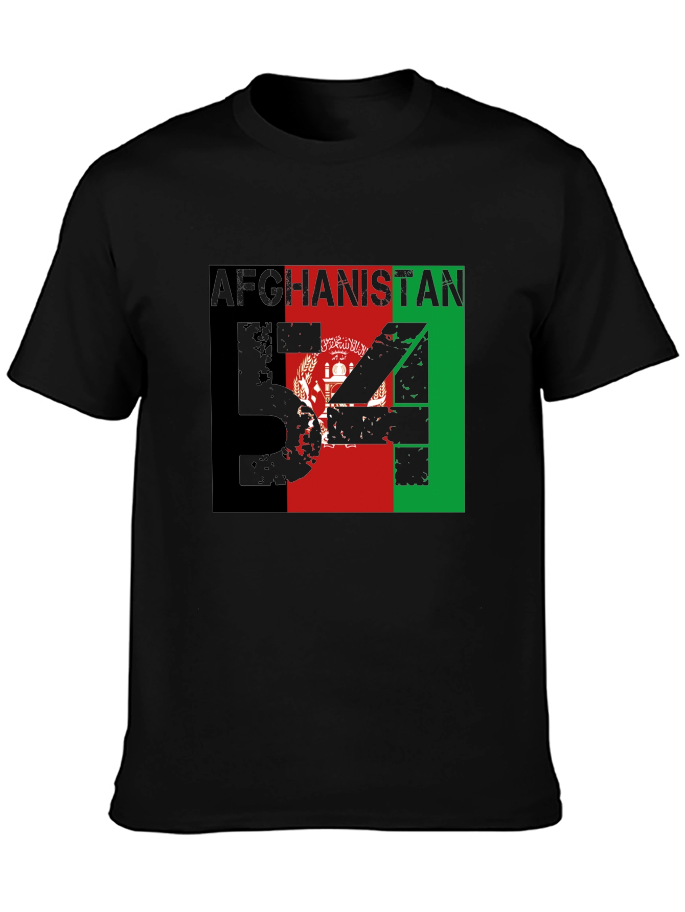 Black Afghanistan Flag T-Shirt Men's Black Patriotic Graphic Tee view 3