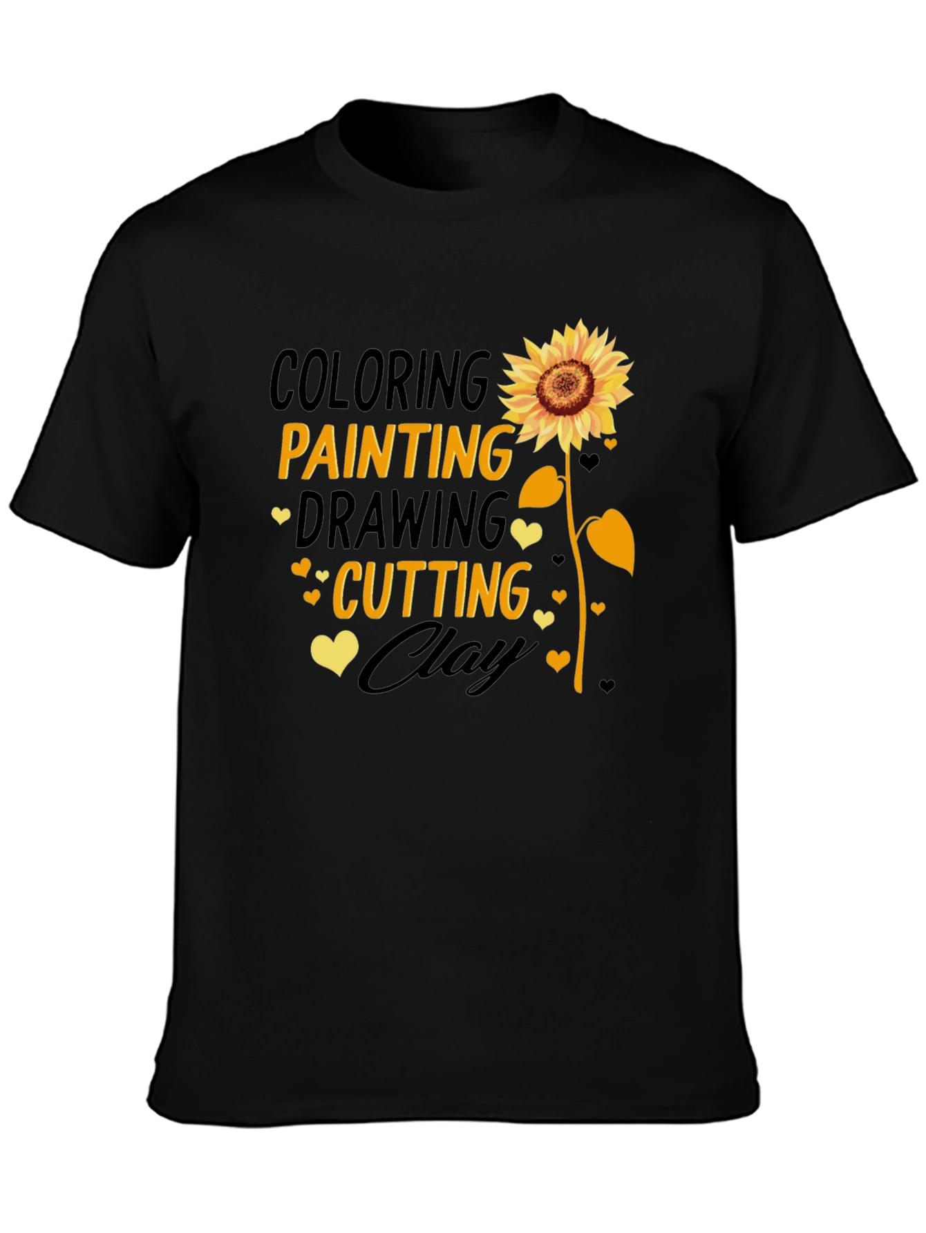 Black Creative Arts Sunflower Tee: Coloring, Painting, Drawing, Cutting, Clay view 3
