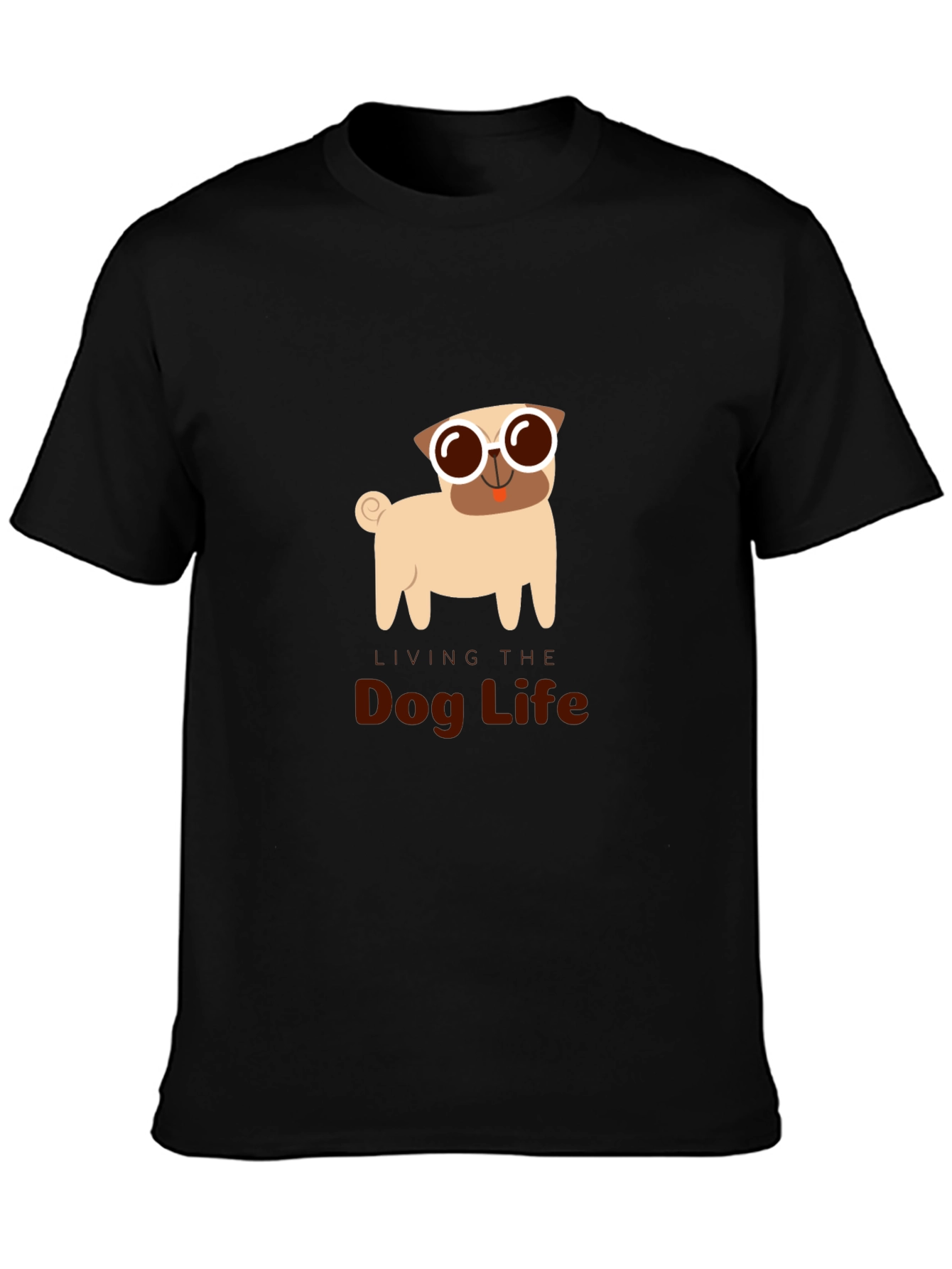 Black Dog Life Tee: Pug with Sunglasses view 3