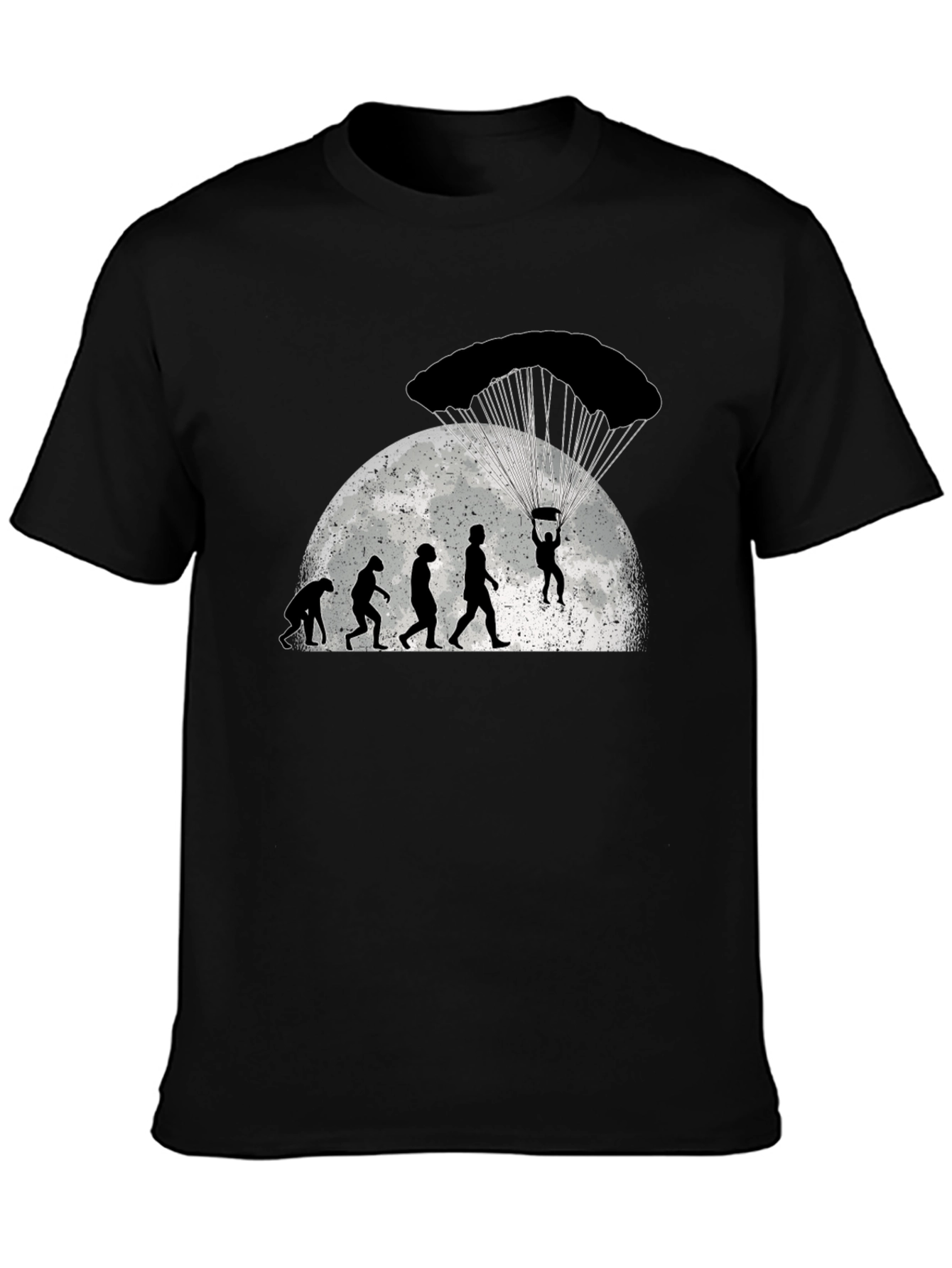 Black Skydiving Evolution T-Shirt - Black Cotton Tee view 3