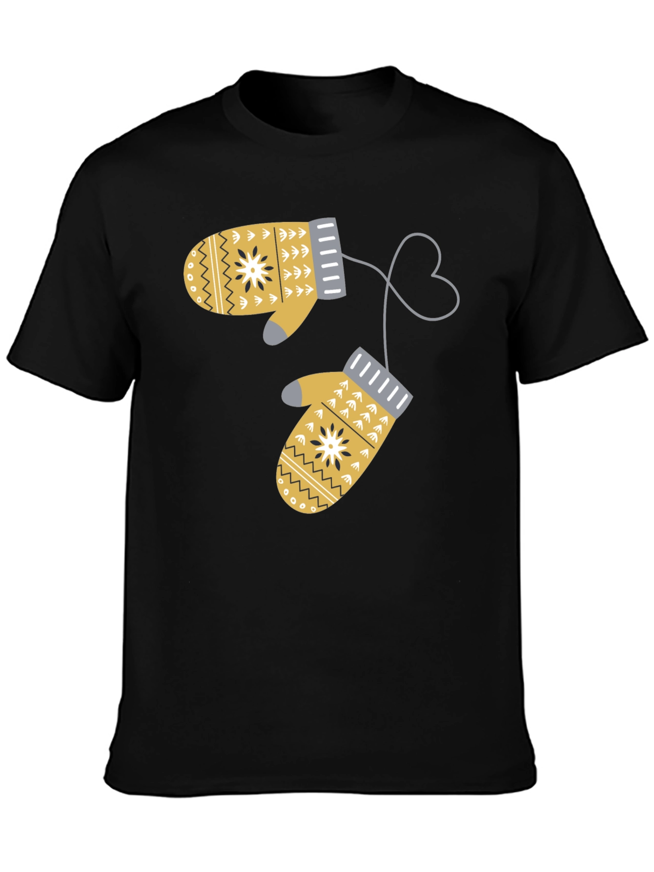 Black Winter Mittens Graphic T-Shirt view 3
