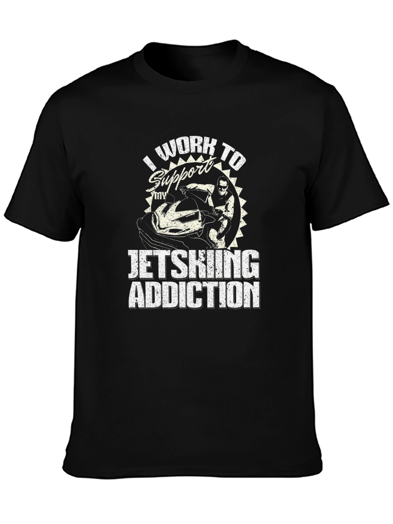 Black Jet Skiing Addiction Graphic Tee - Cool Hobby Shirt view 3