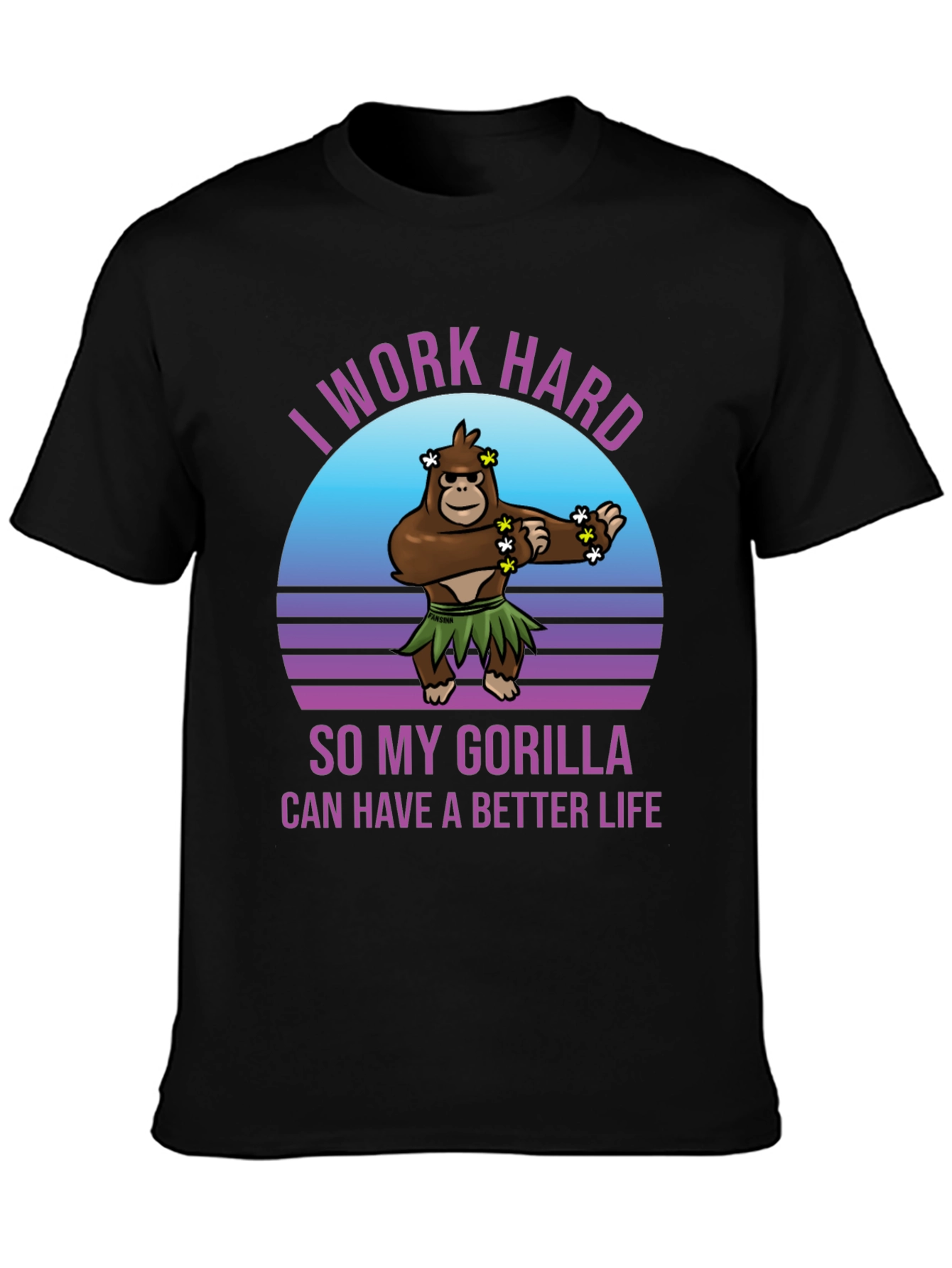 Black Work Hard Gorilla Better Life T-Shirt view 3