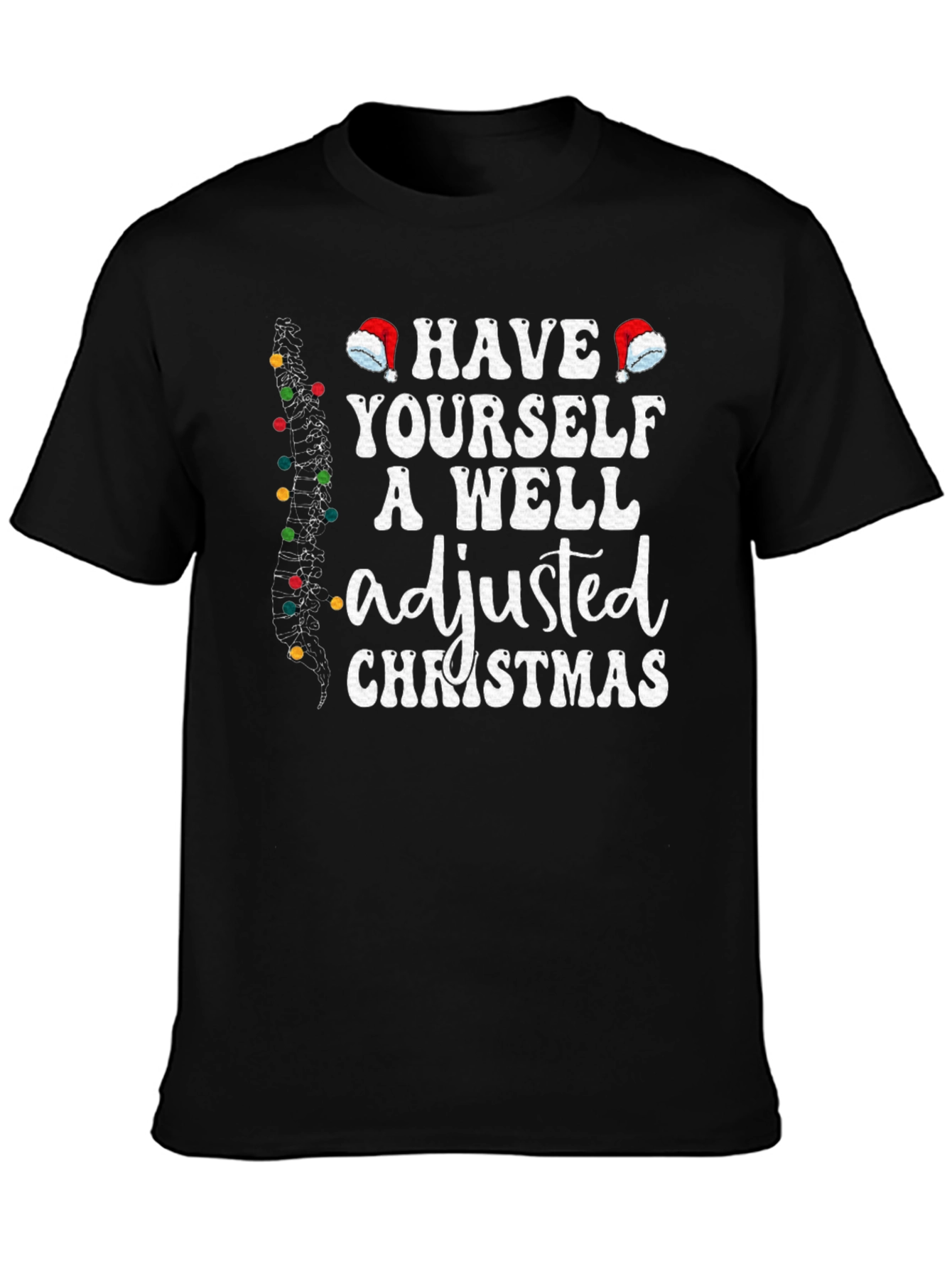 Black Chiropractor Holiday T-Shirt - Adjusted Christmas Tee view 3