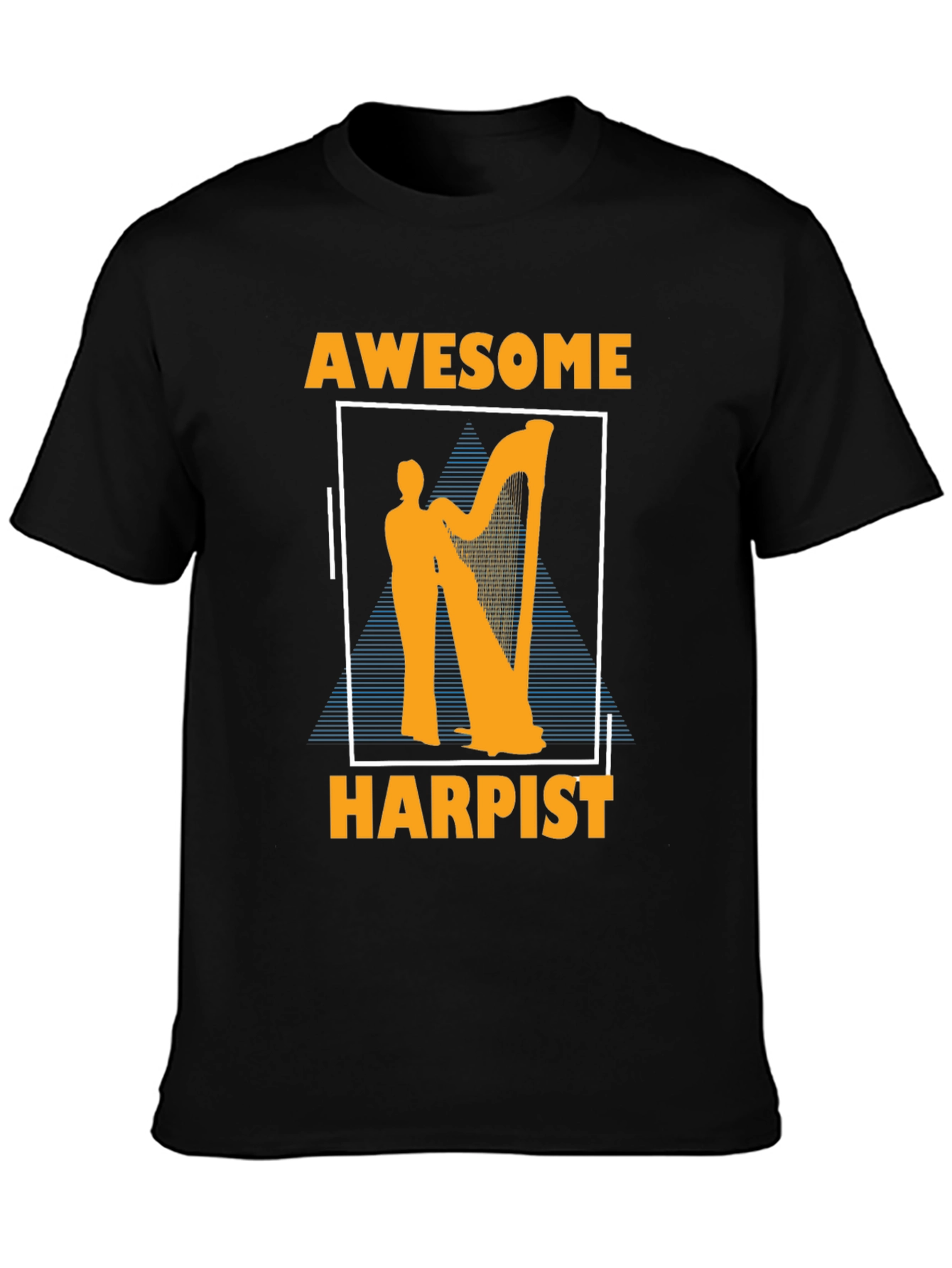Black Awesome Harpist Graphic T-Shirt Musician Tee view 3