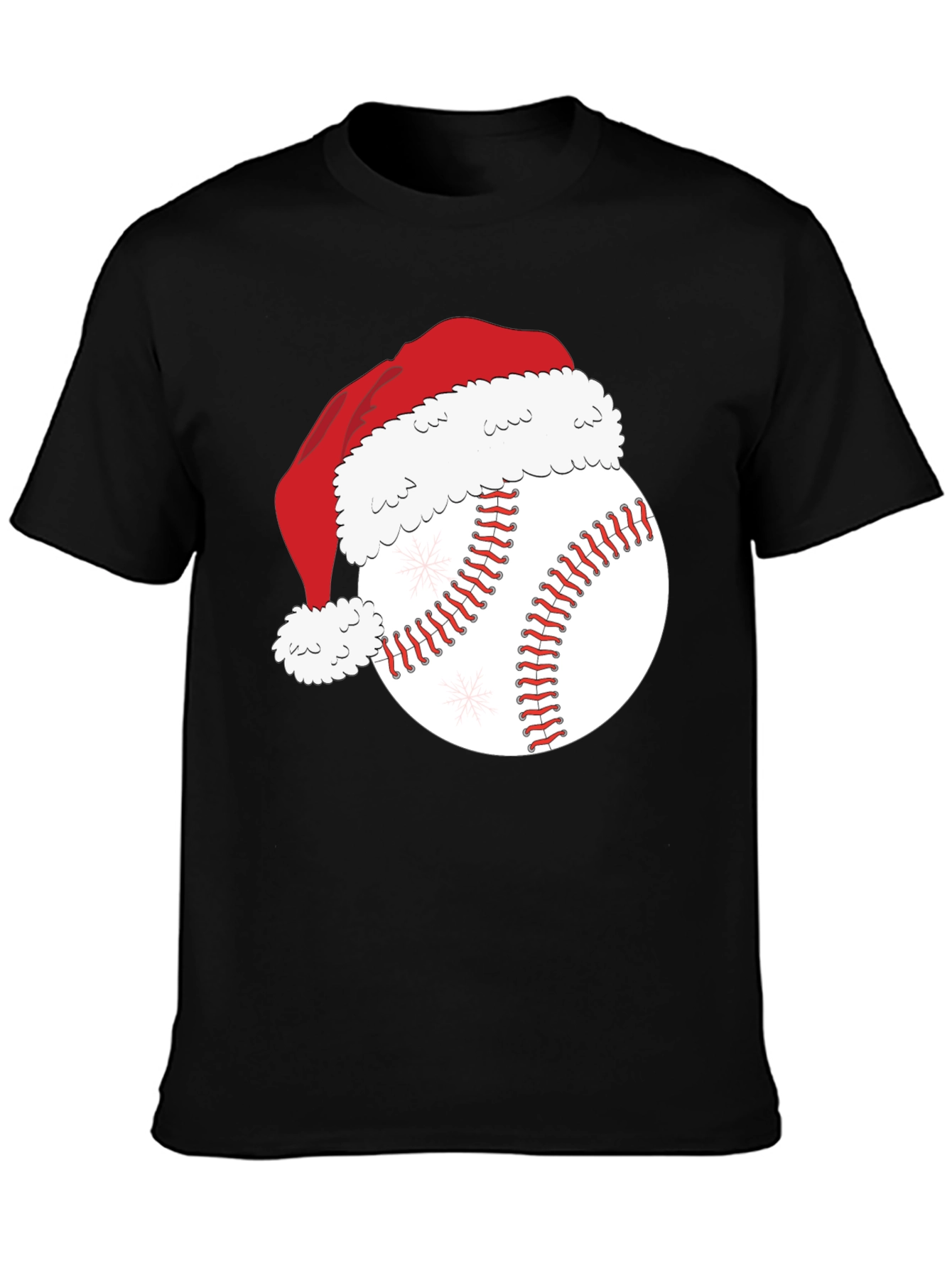 Black Festive Baseball Santa Hat T-Shirt view 3