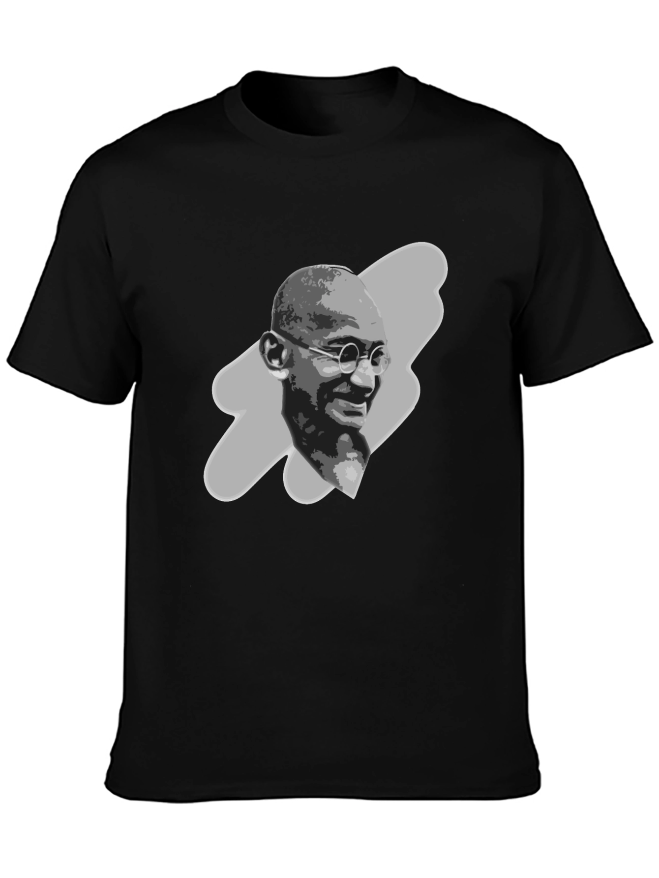 Black Gandhi Portrait Graphic Tee - Black T-Shirt view 3