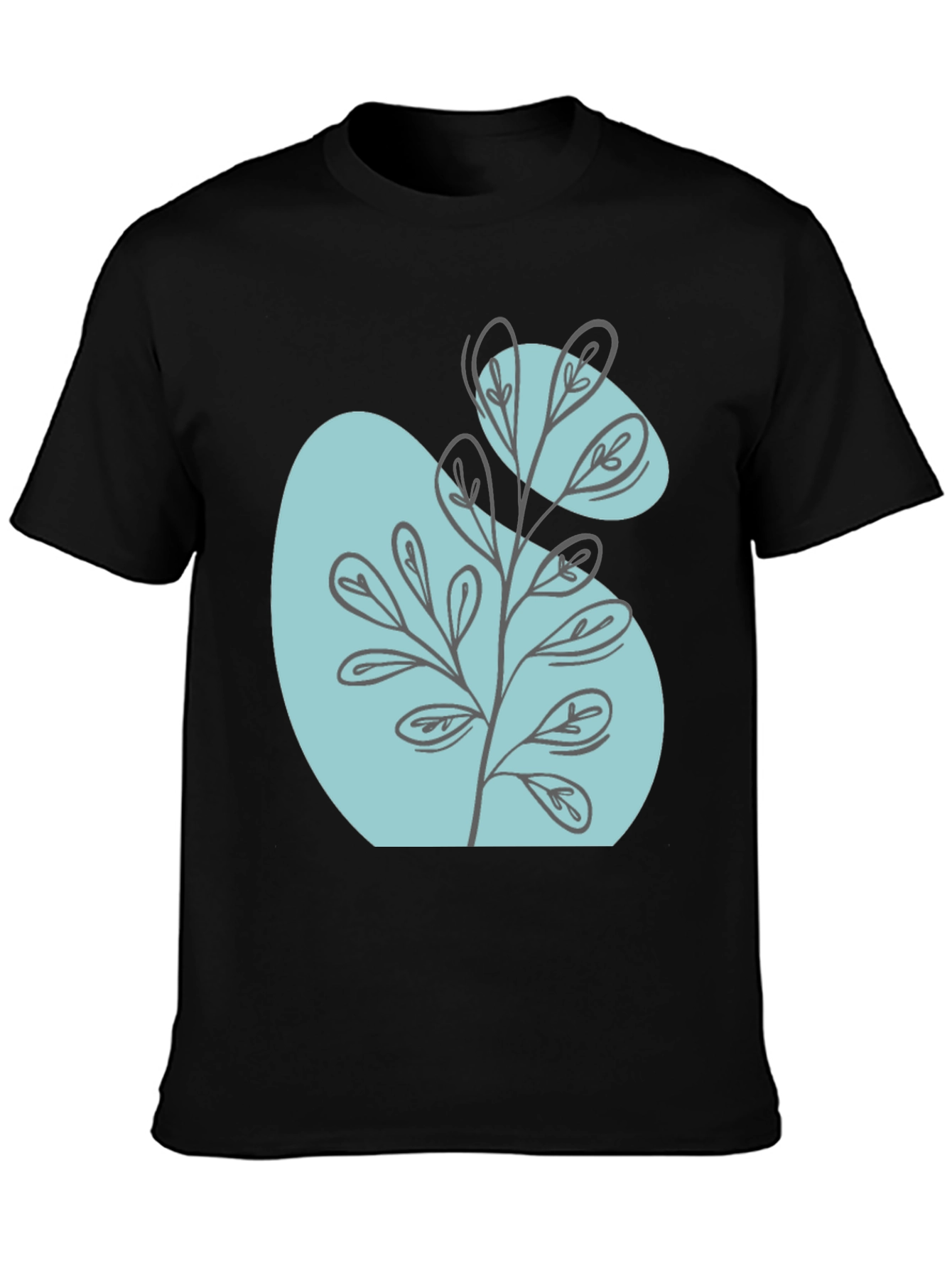 Black Abstract Botanical Graphic Black T-Shirt view 3